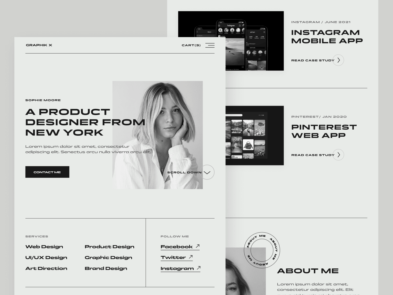 Template de Portafolio Minimalista de Diseño para Webflow