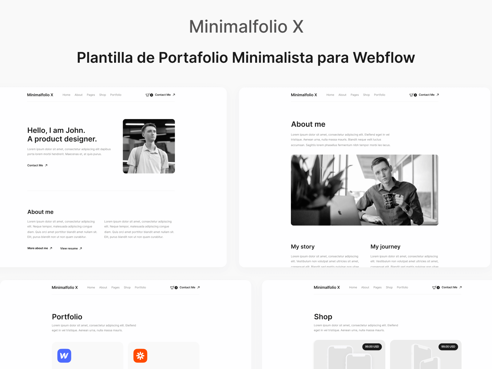 Plantilla de Portafolio Minimalista para Webflow