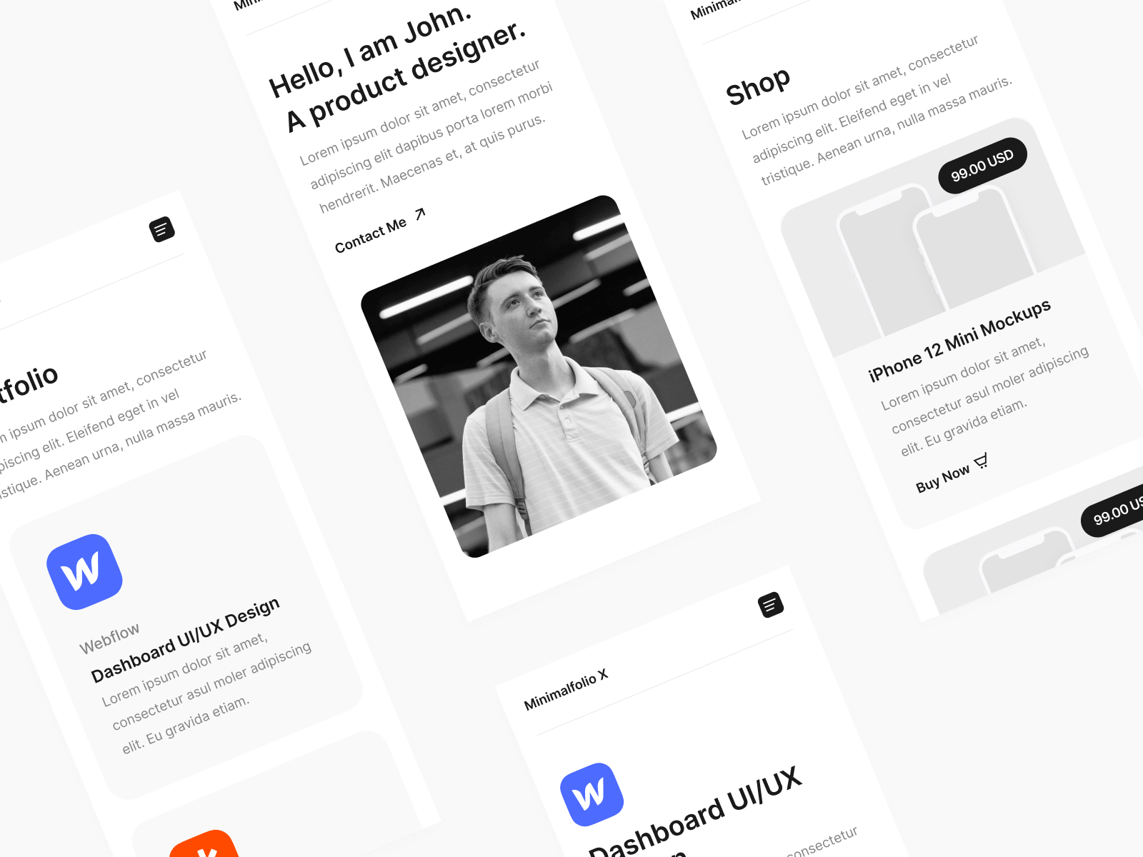 Plantilla para Webflow de Portafolio Minimalista