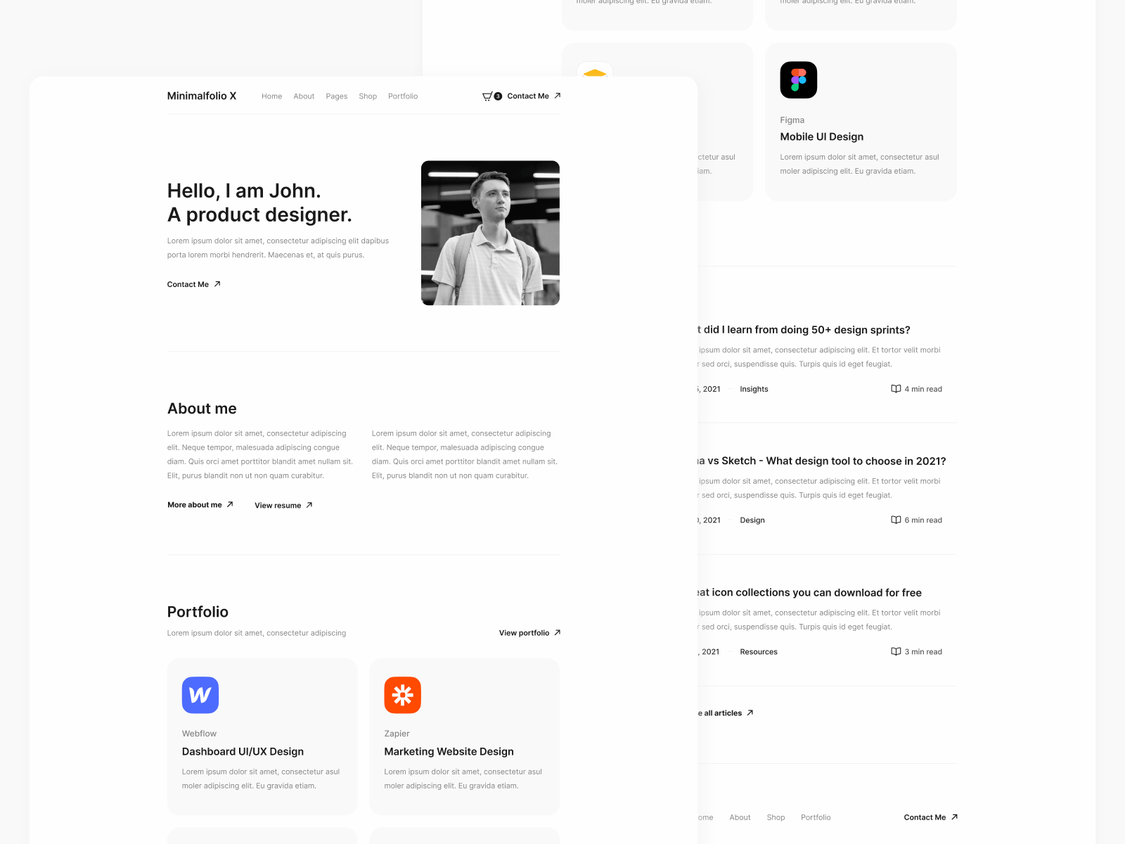 Plantilla de Portafolio de Diseño Minimalista para Sitio Web en Webflow