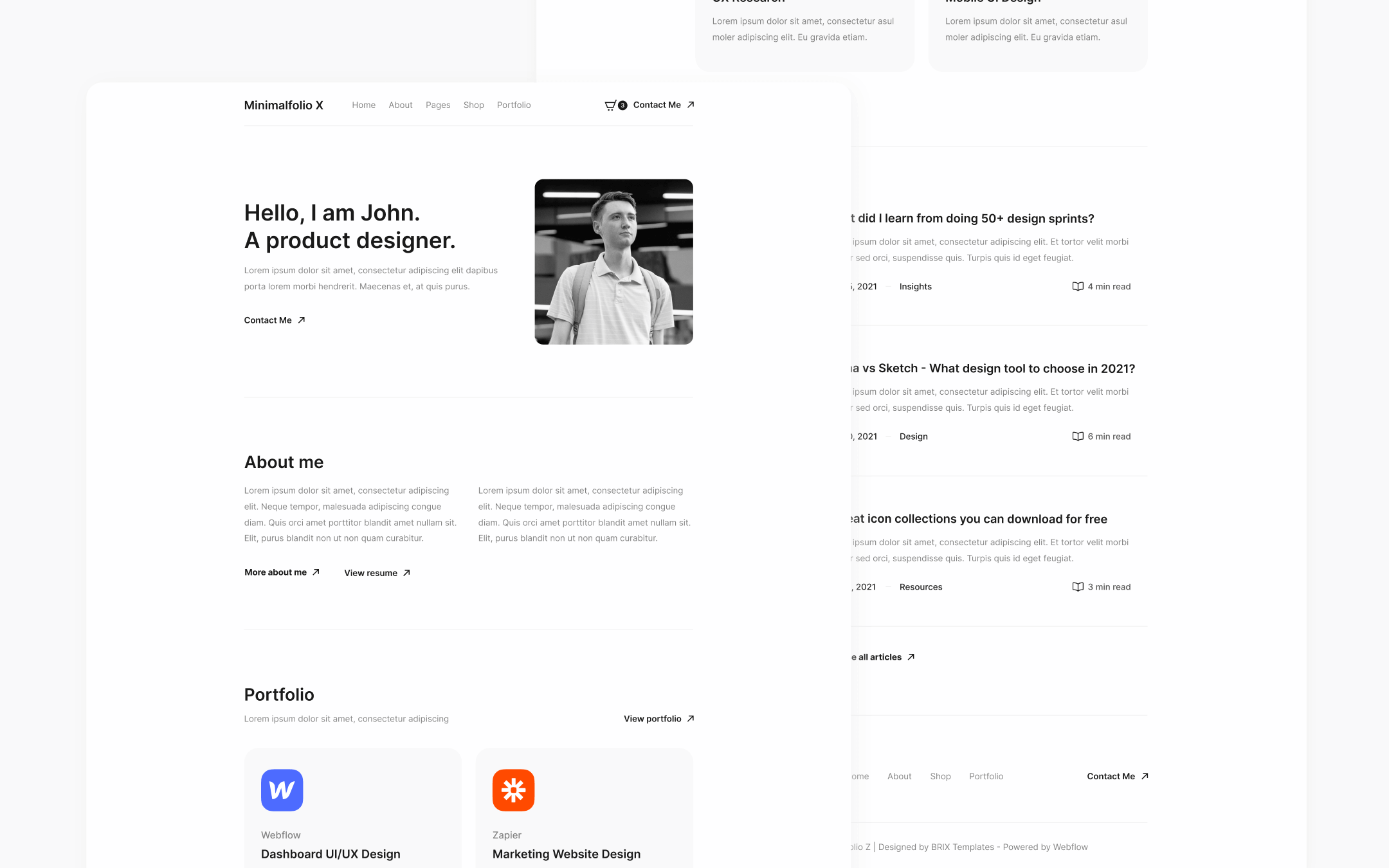 Plantilla de Portafolio Minimalista para Webflow