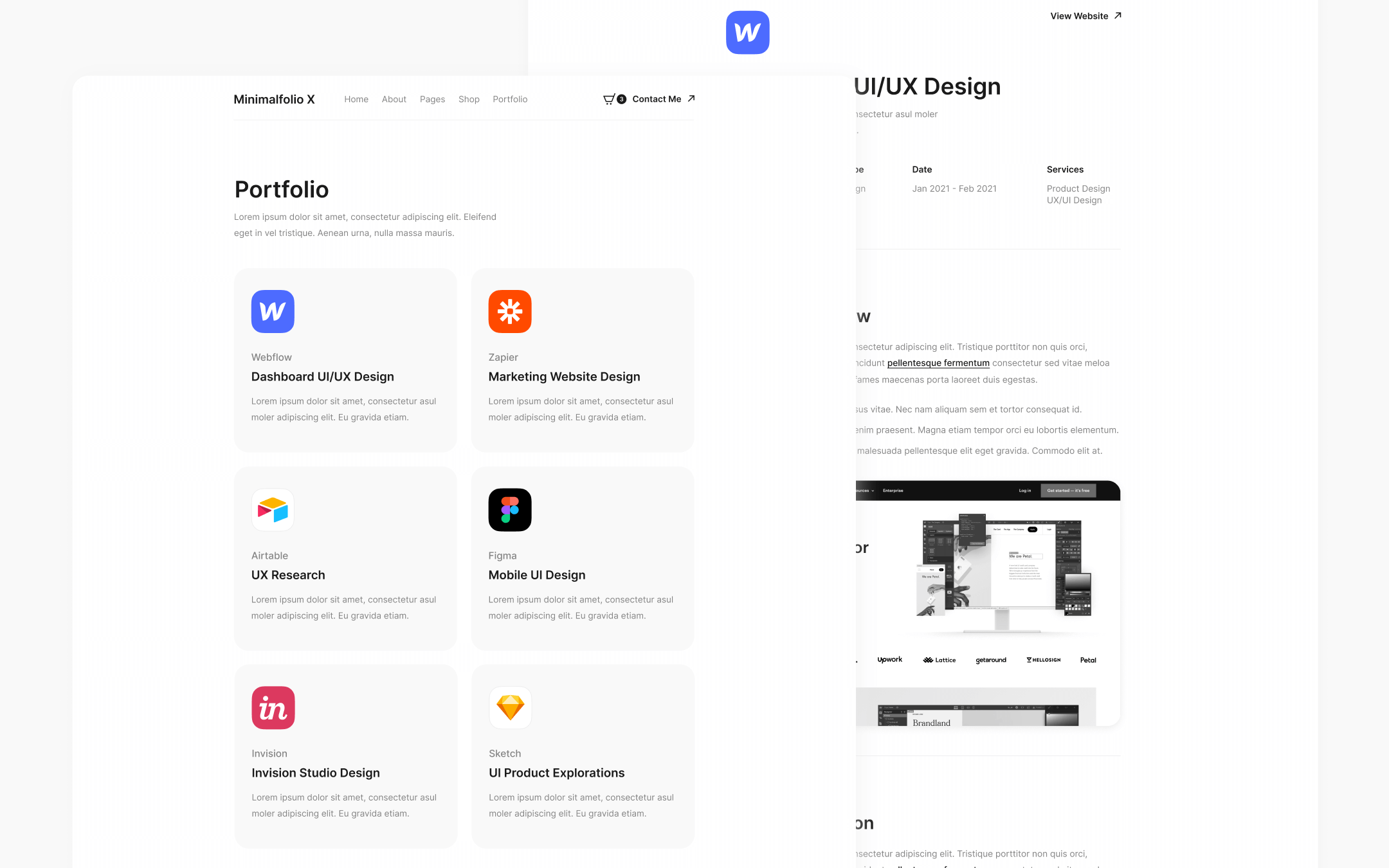 Minimalfolio X Template para Webflow