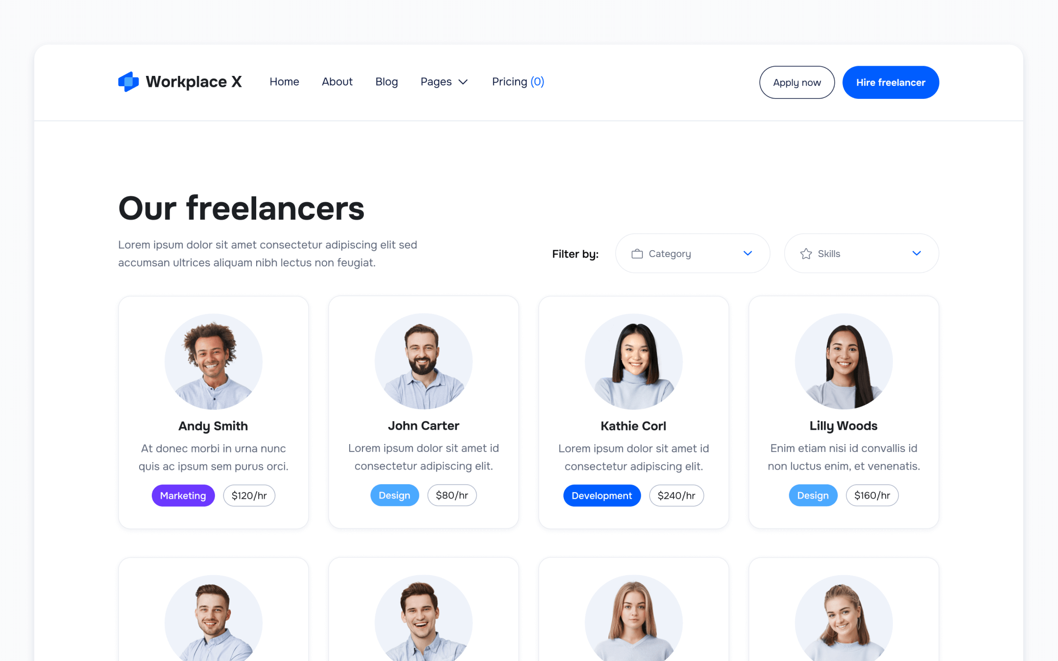Workplace X Template para Webflow