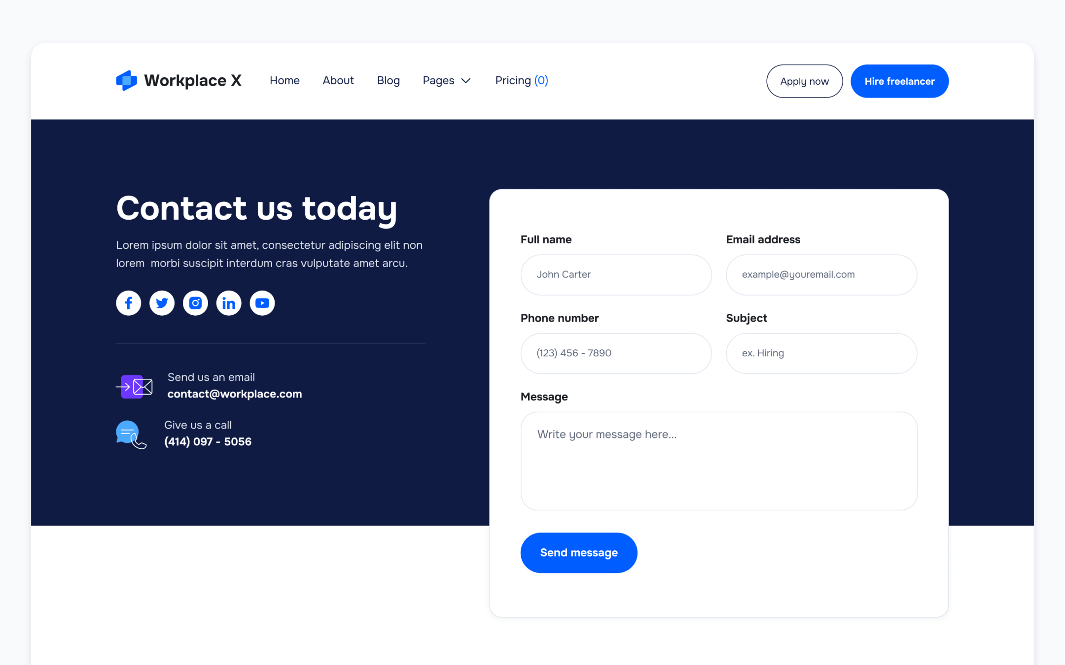 Workplace X Template para Webflow