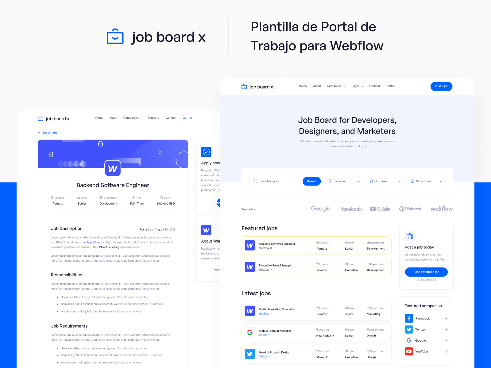 Plantilla de Portal de Trabajo para Webflow