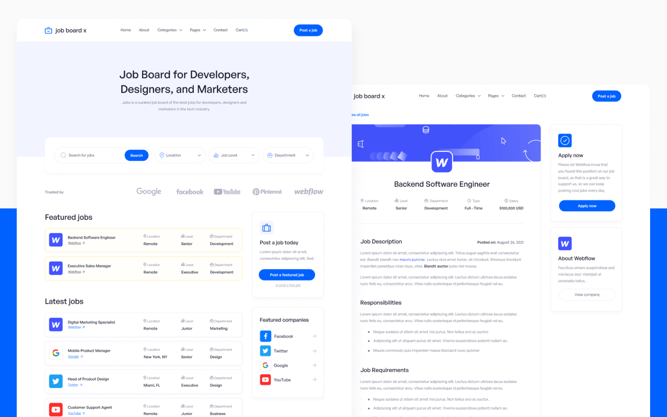 Plantilla de Portal de Trabajo para Webflow