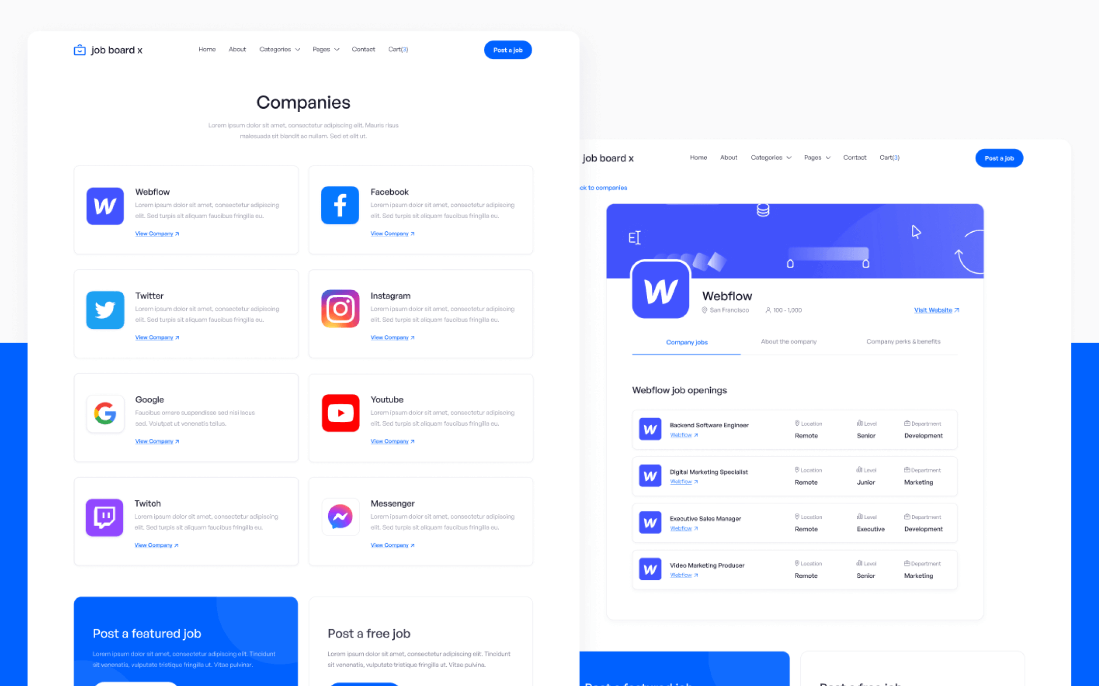 Job Board X Template para Webflow