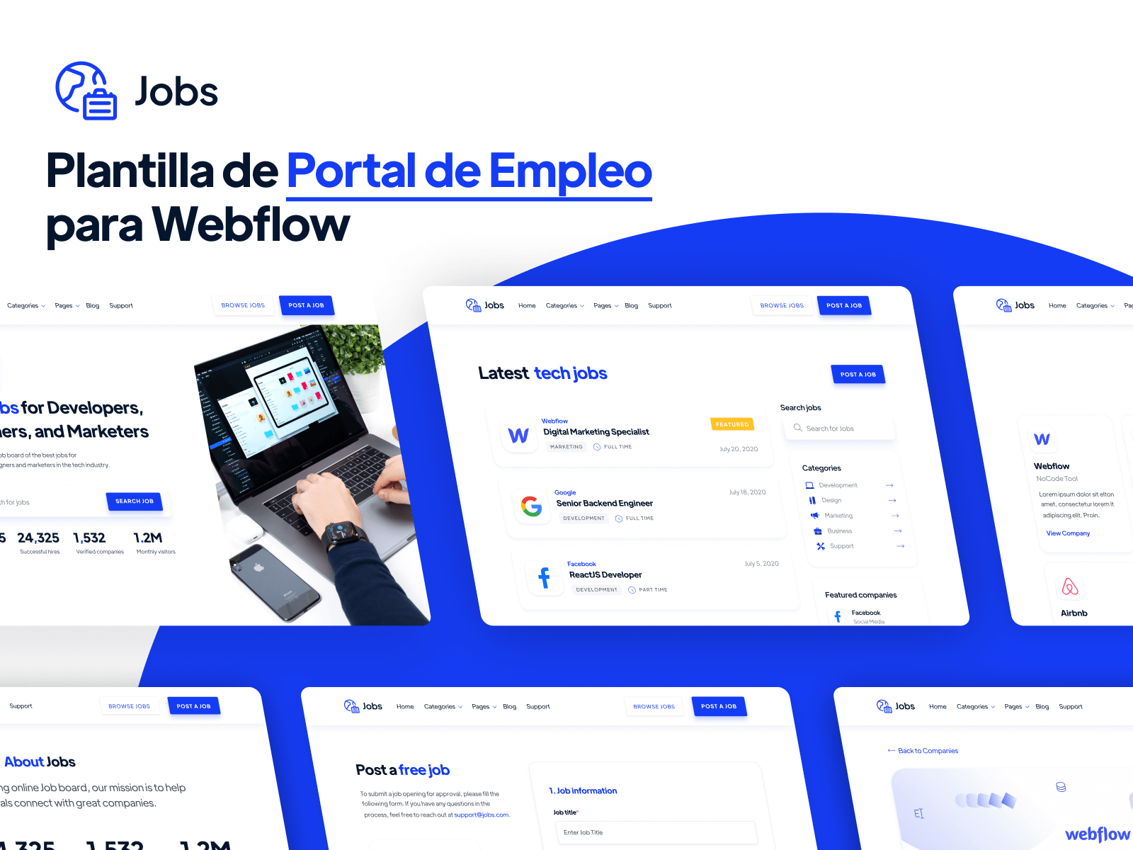 Plantilla de Portal de Empleo para Webflow