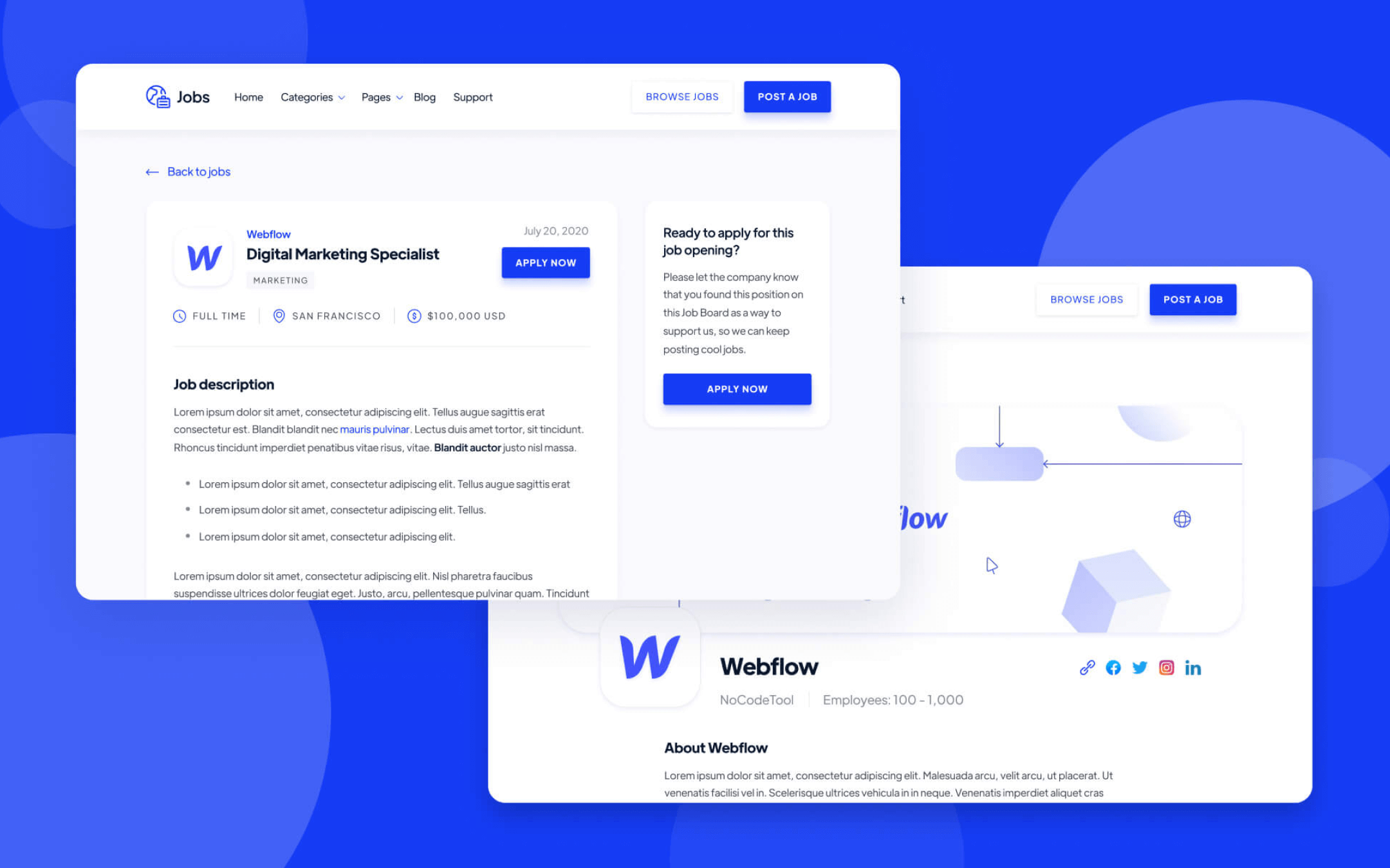 Jobs Template para Webflow