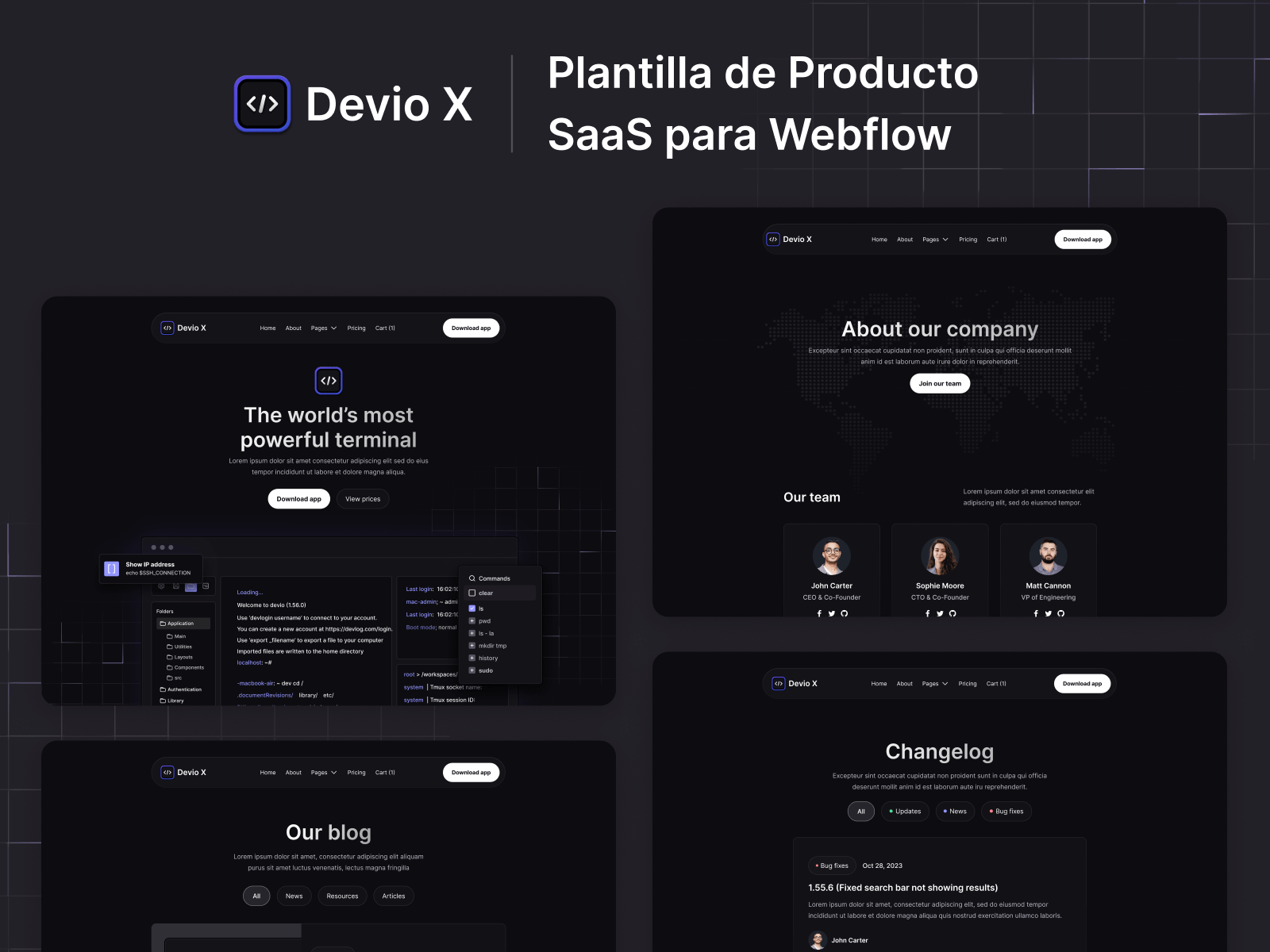 Plantilla de Producto SaaS para Webflow