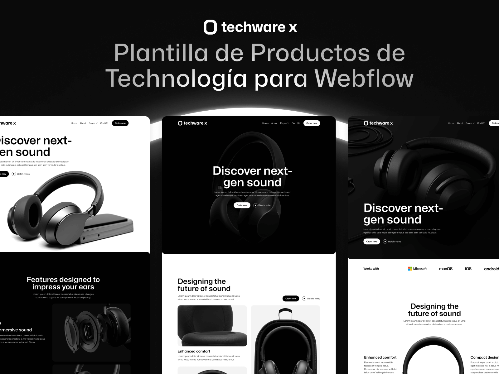 Plantilla de Productos de Technología para Webflow
