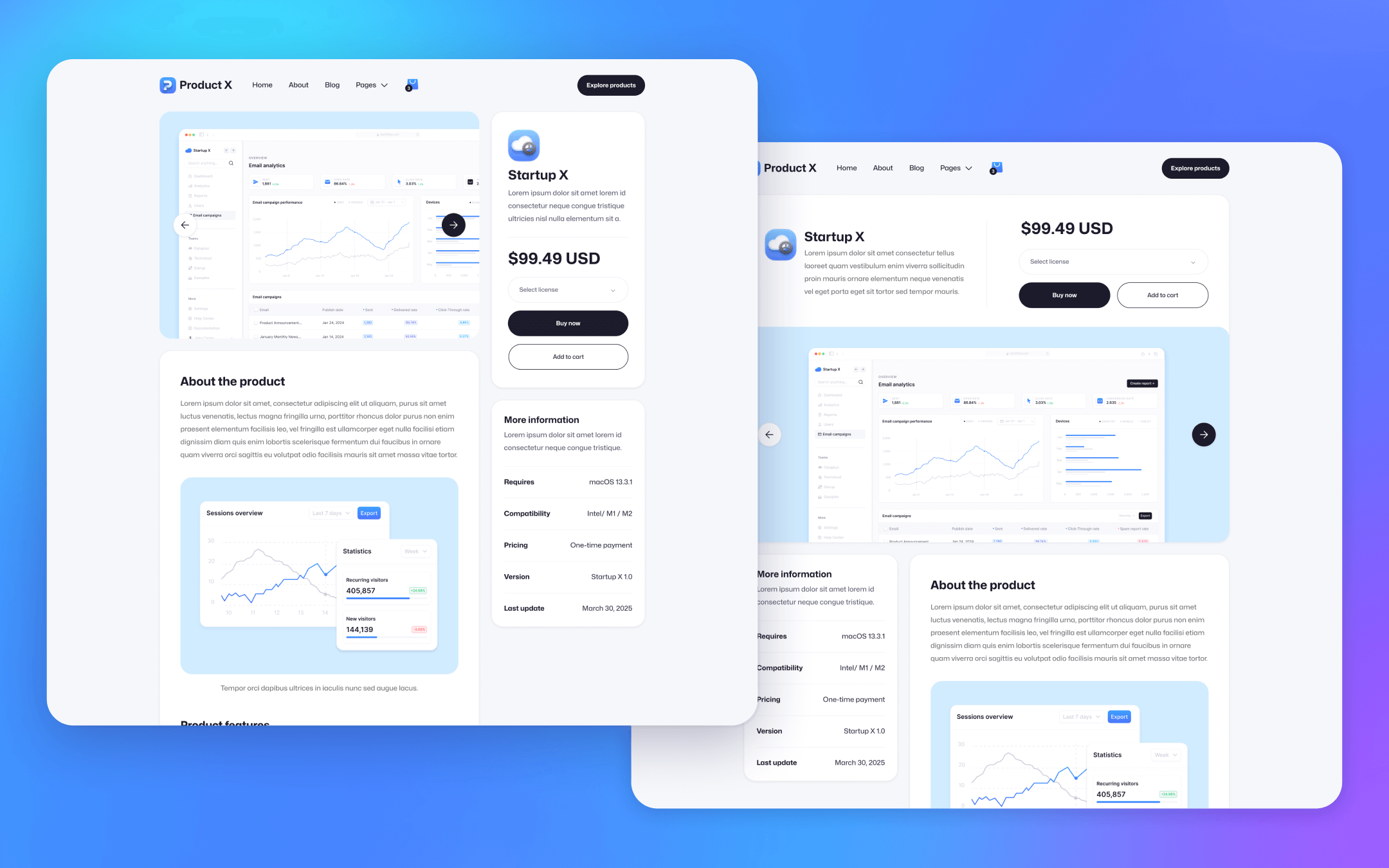 Product X Template para Webflow