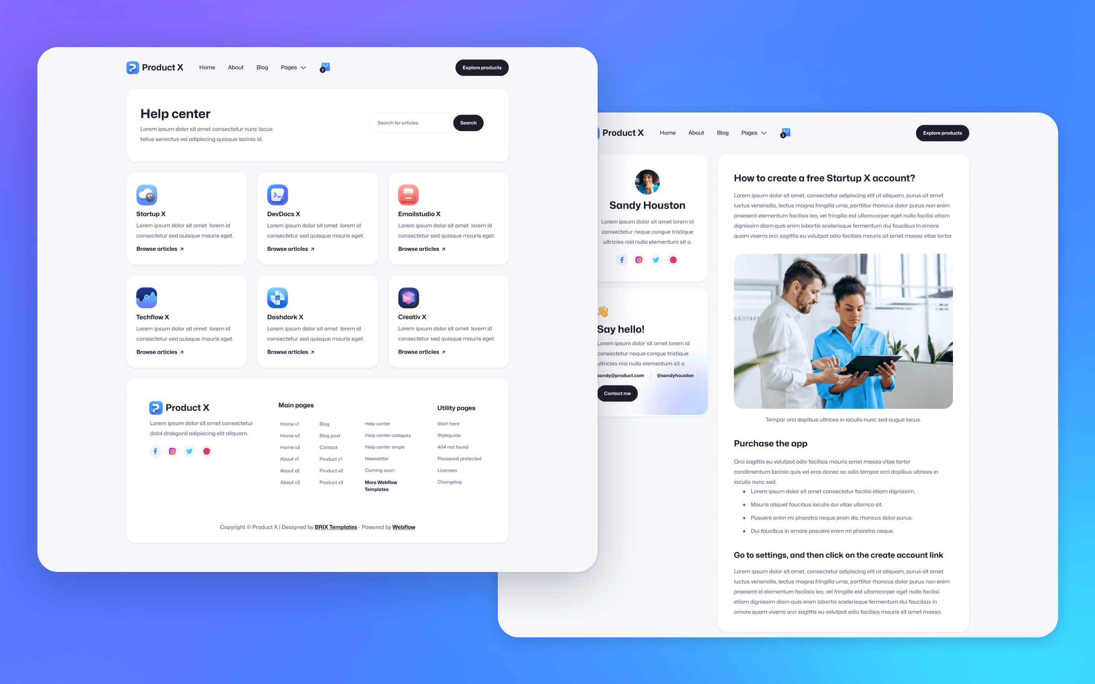 Product X Template para Webflow