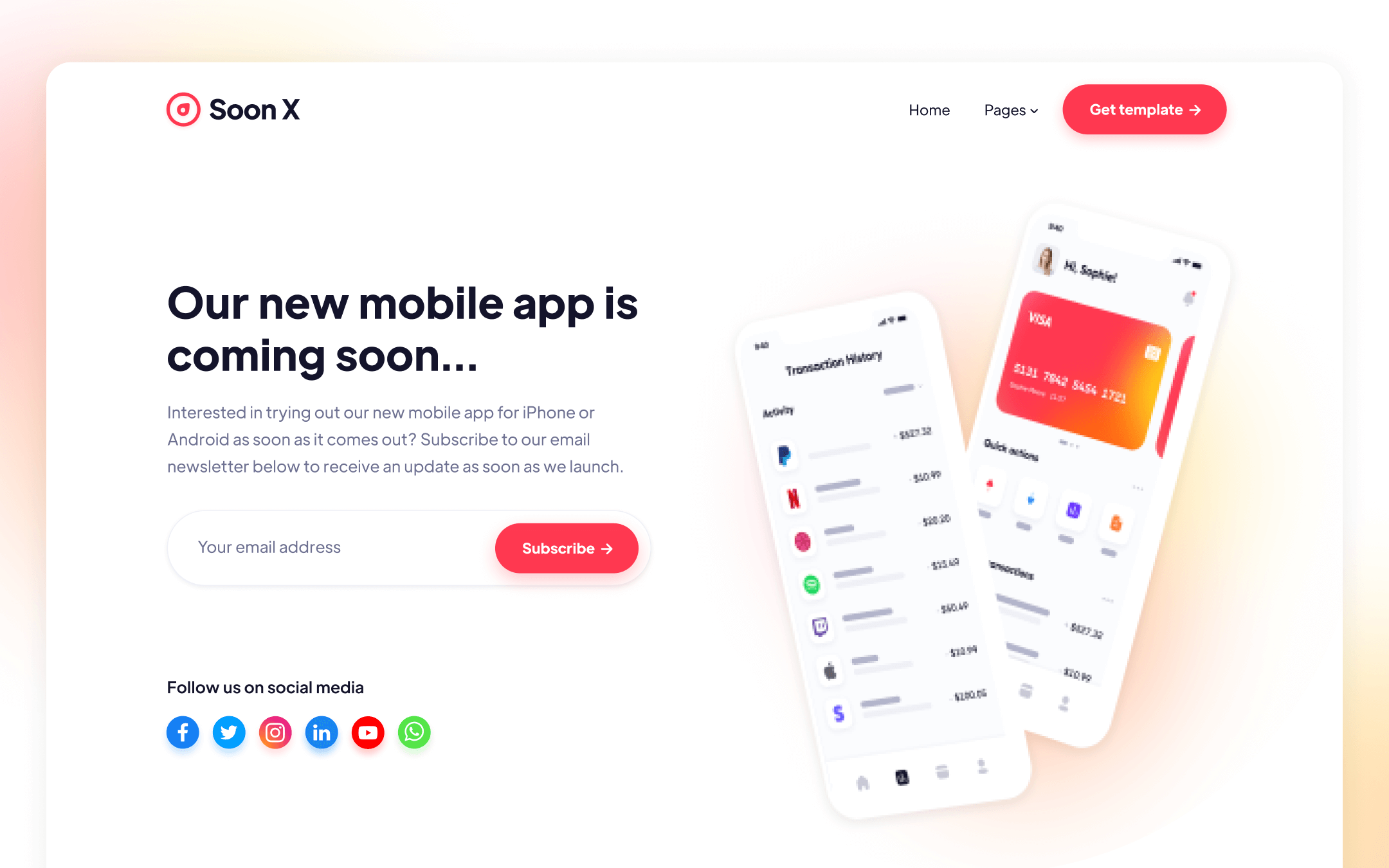 Plantilla de Próximamente para Webflow