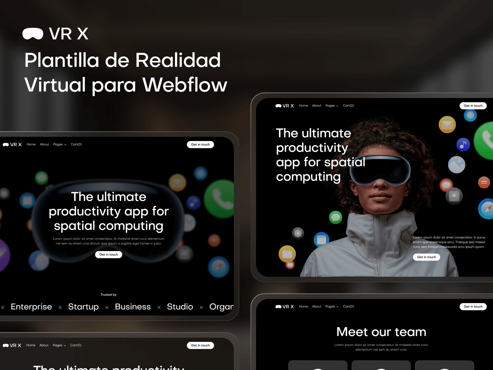 Plantilla de Realidad Virtual para Webflow