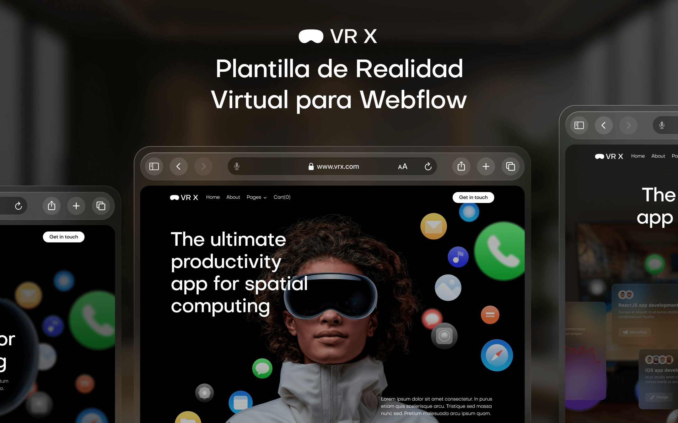 Plantilla de Realidad Virtual para Webflow