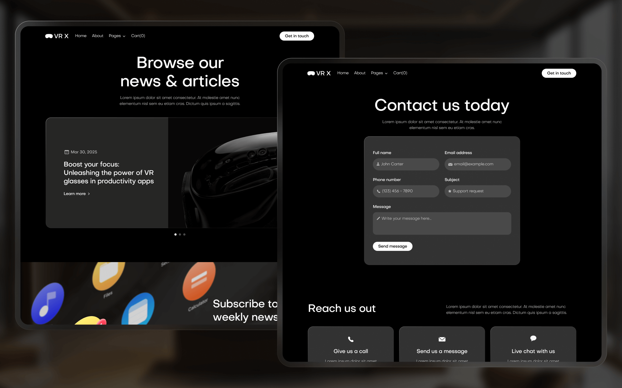 VR X Template para Webflow