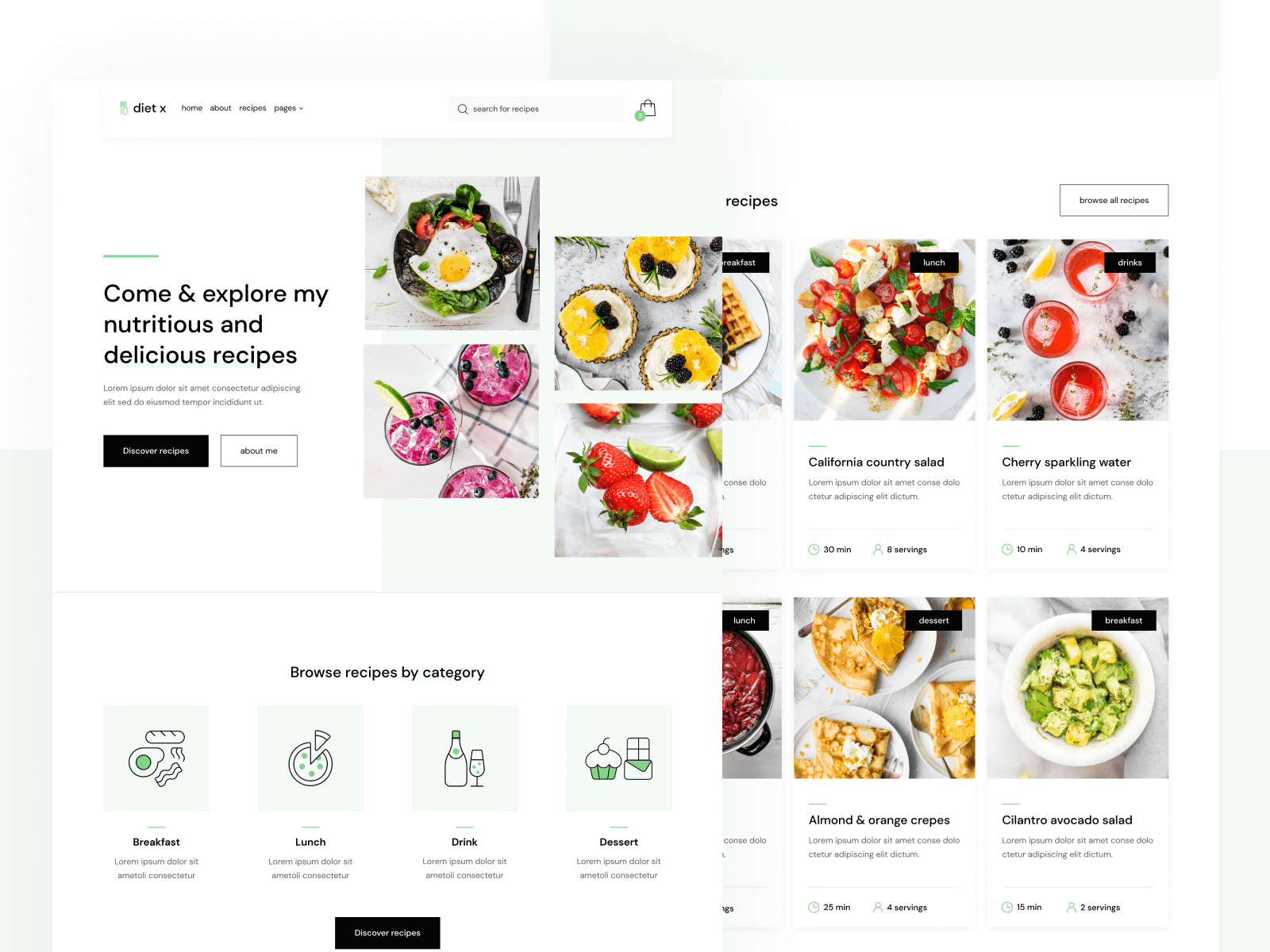 Template de Recetario de Comida para Webflow