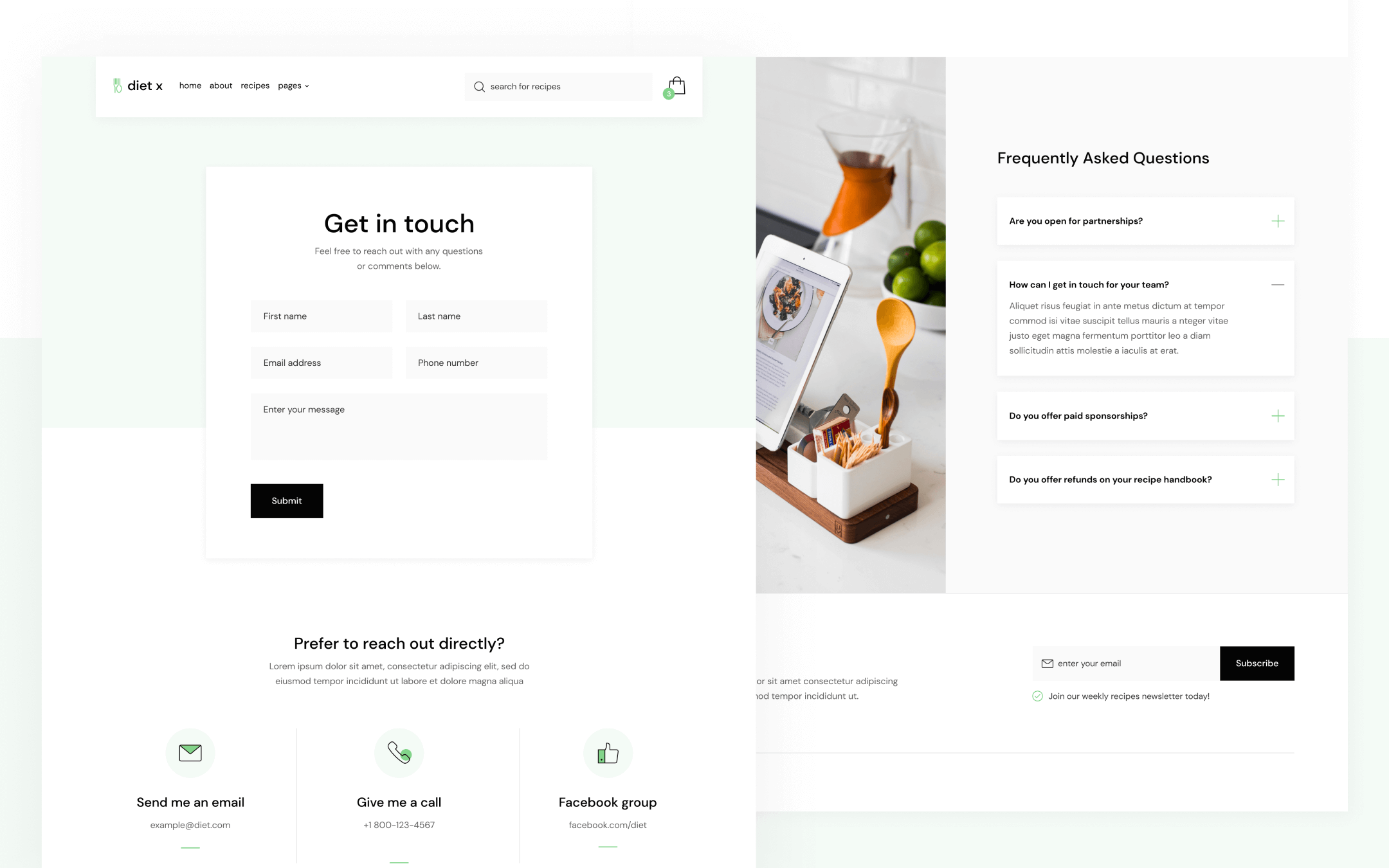 Diet X Template para Webflow