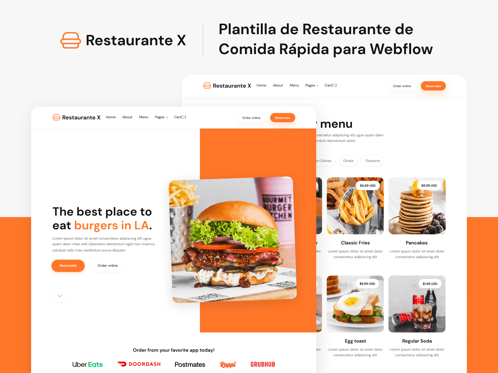 Plantilla de Restaurante de Comida Rápida para Webflow