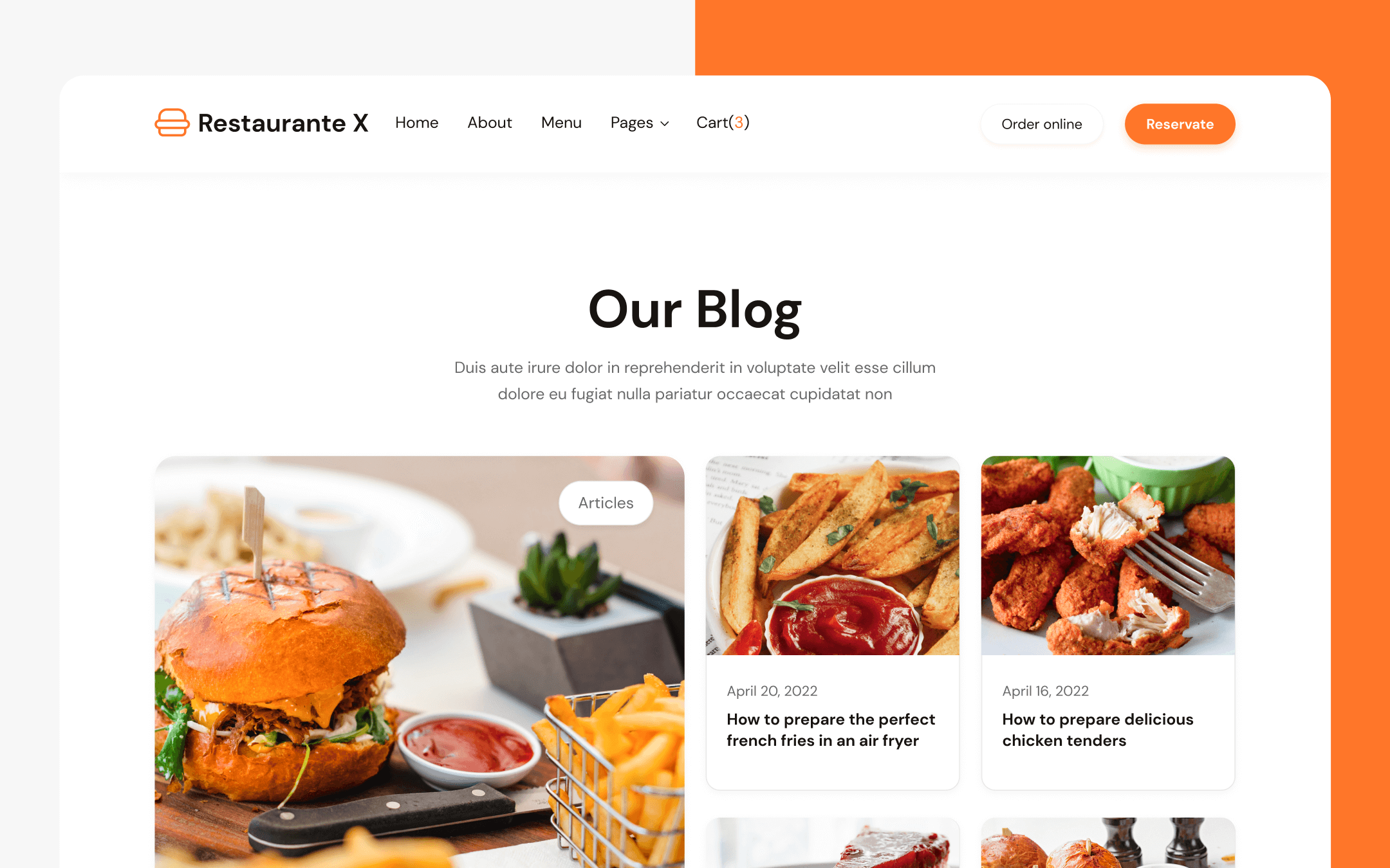 Restaurante X Template para Webflow