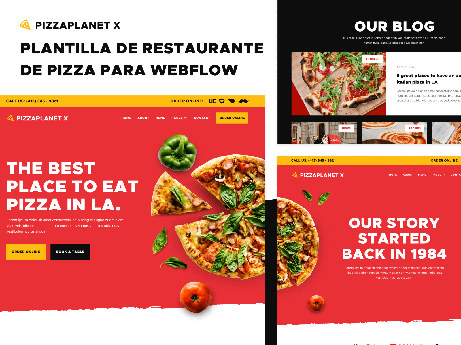 Plantilla de Restaurante de Pizza para Webflow