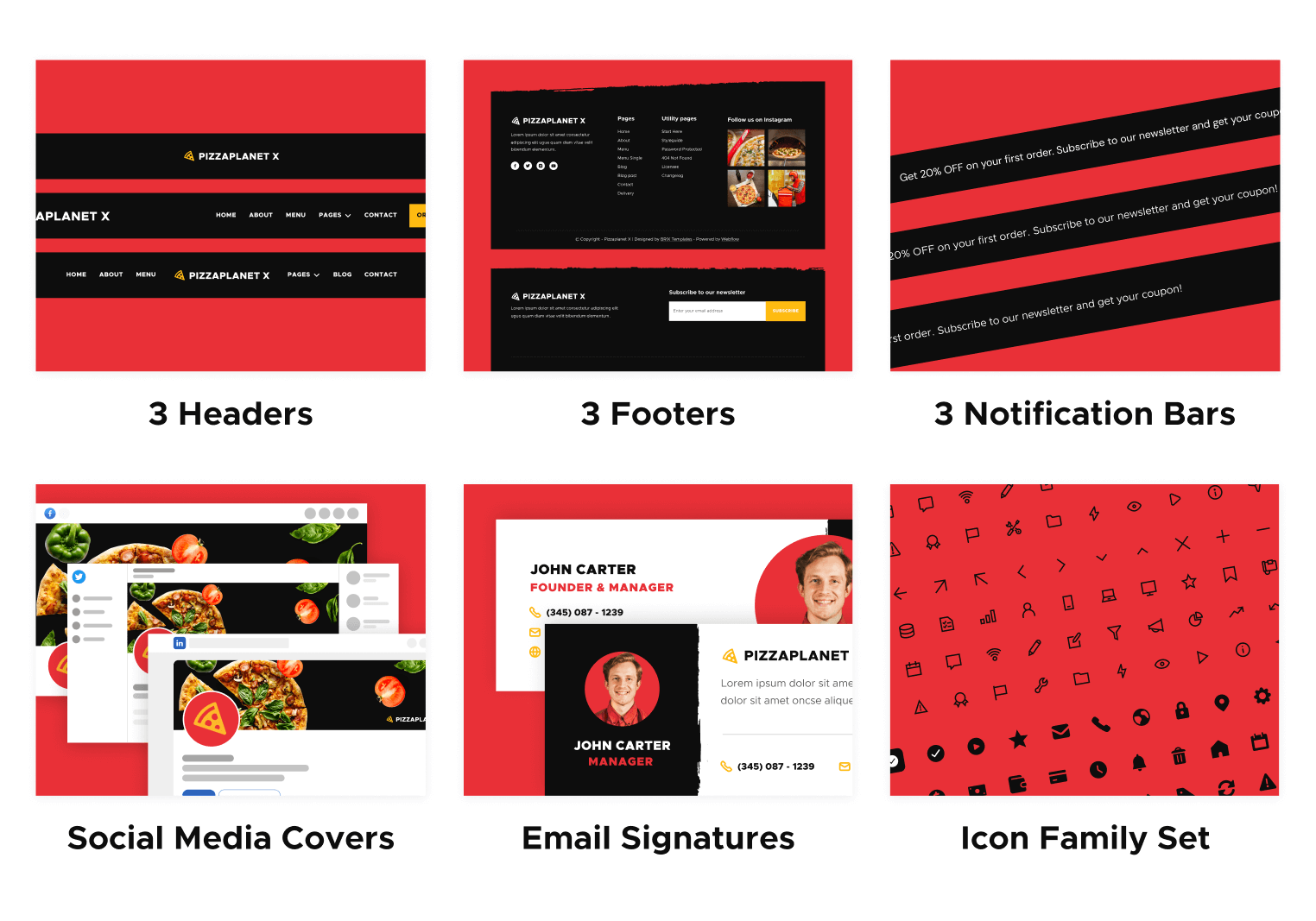 Pizzaplanet X Pizza Restaurant Webflow template Benefits