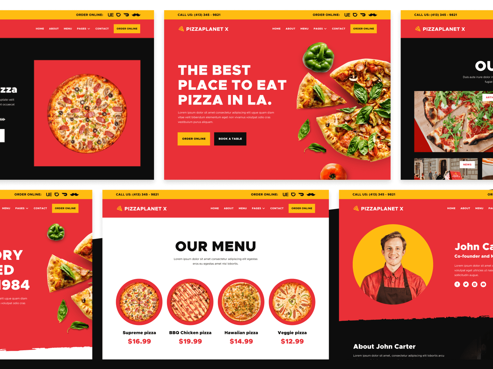 Plantilla para Webflow de Restaurante de Pizza