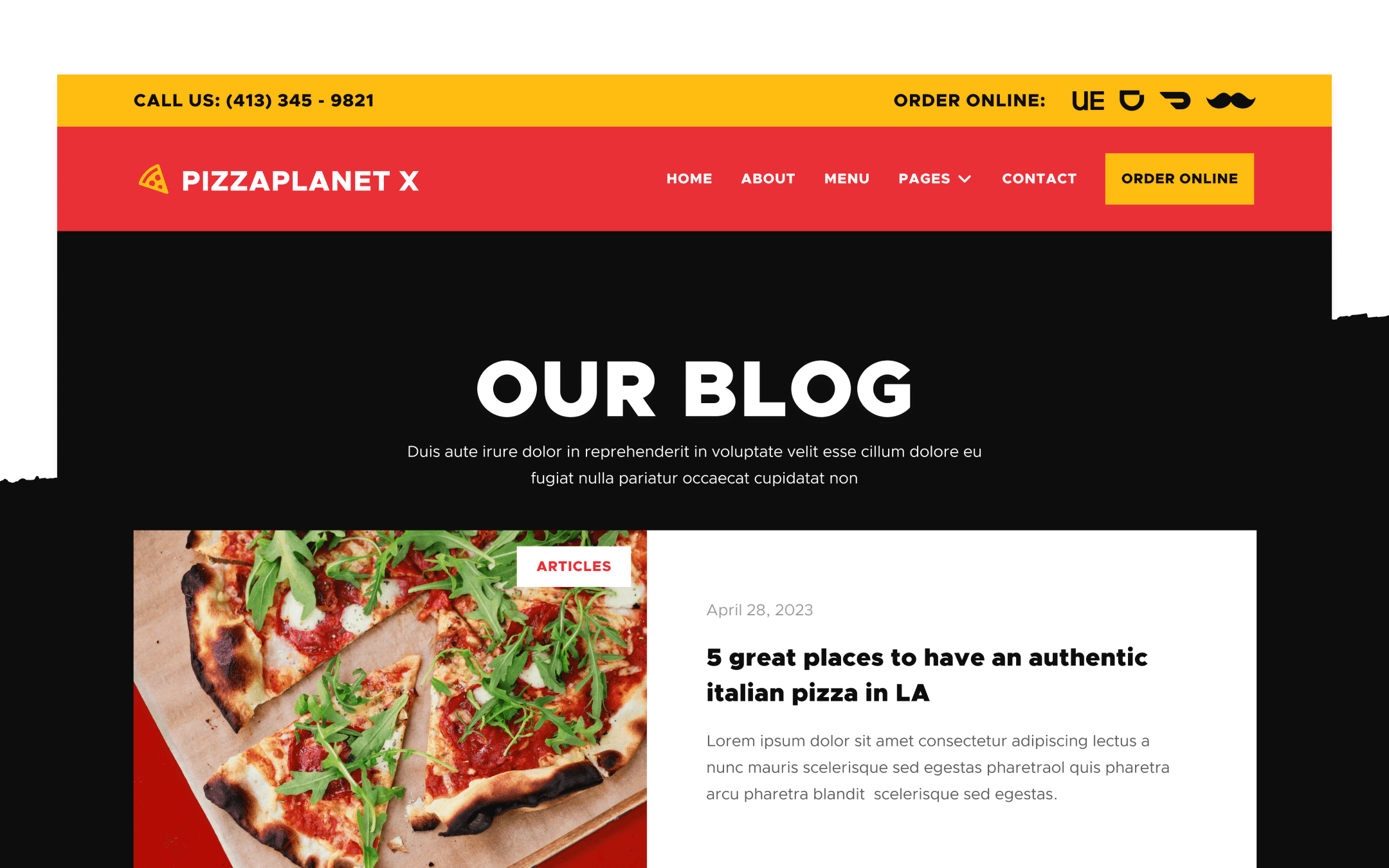 Pizzaplanet X Template para Webflow