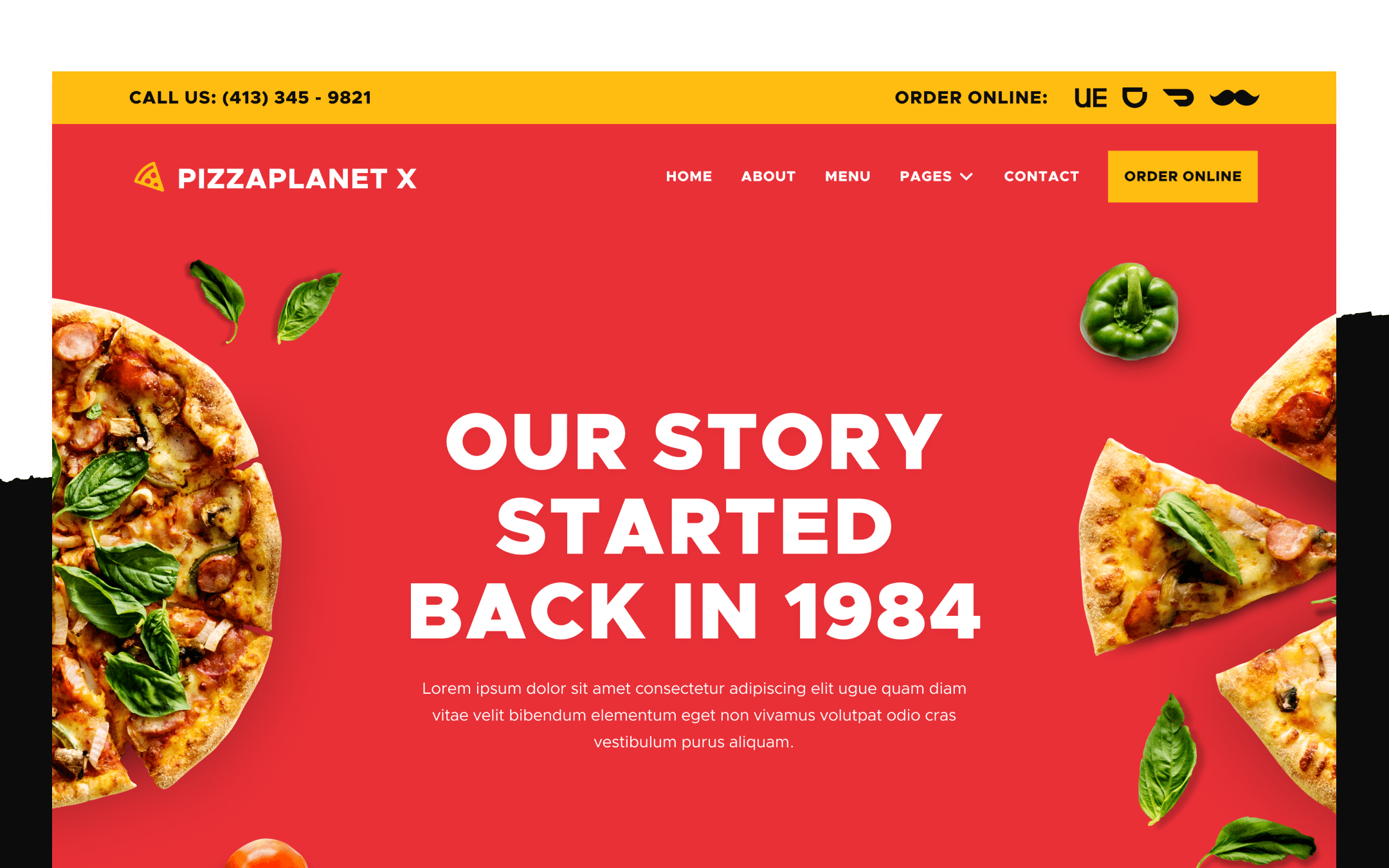 Pizzaplanet X Template para Webflow