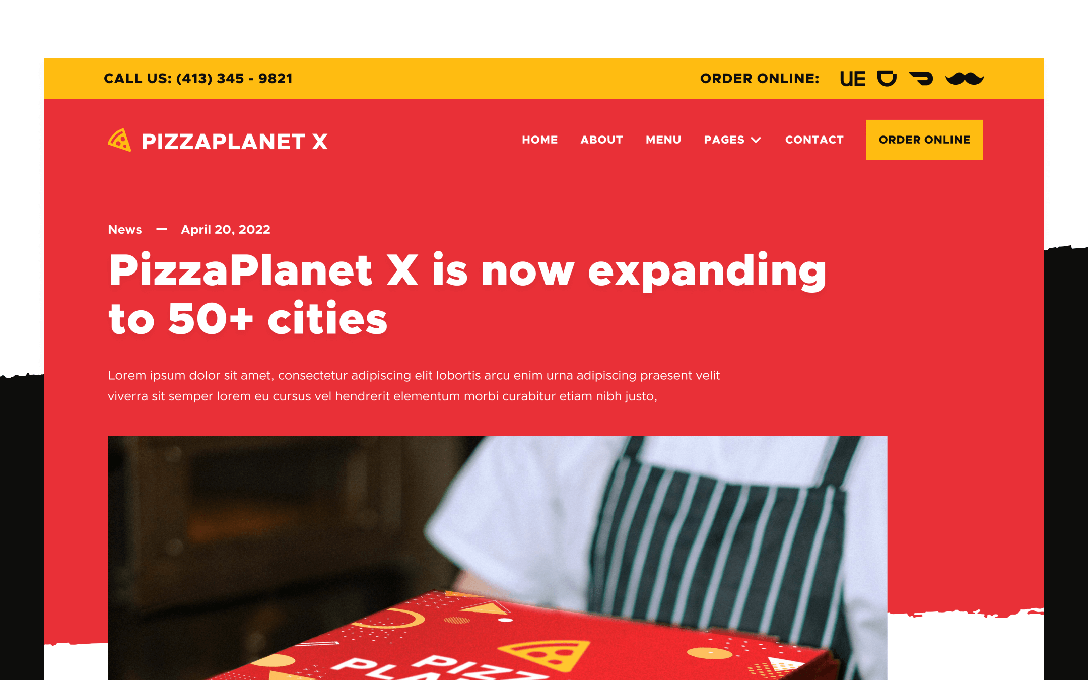 Pizzaplanet X Template para Webflow