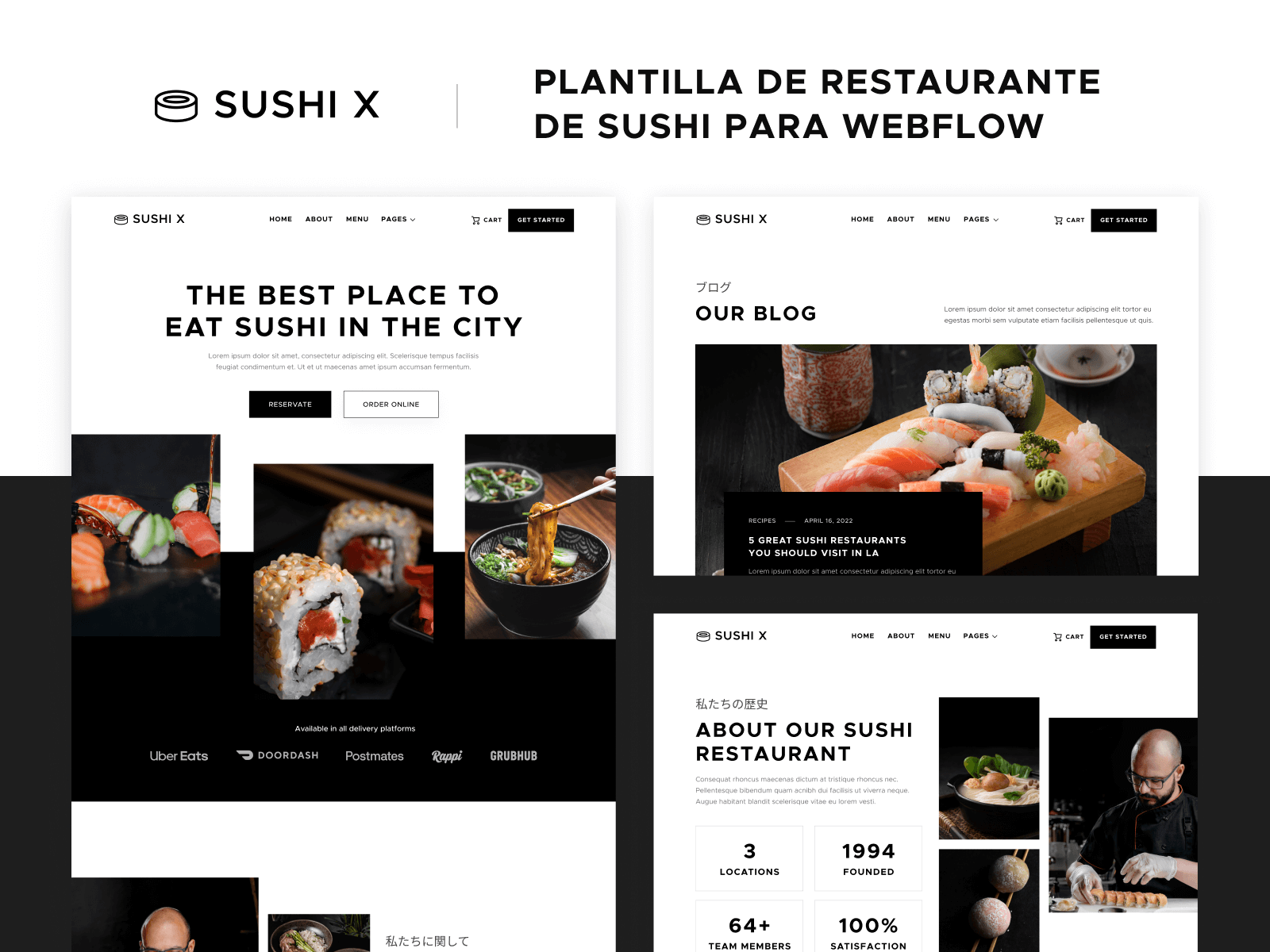Plantilla de Restaurante de Sushi para Webflow