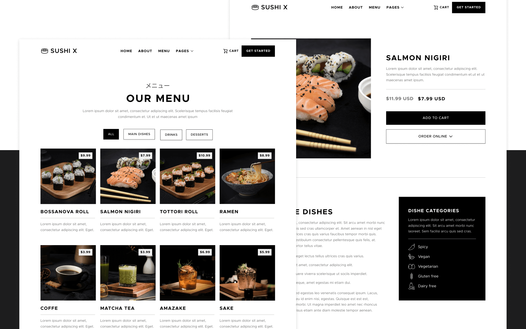 Sushi X Template para Webflow
