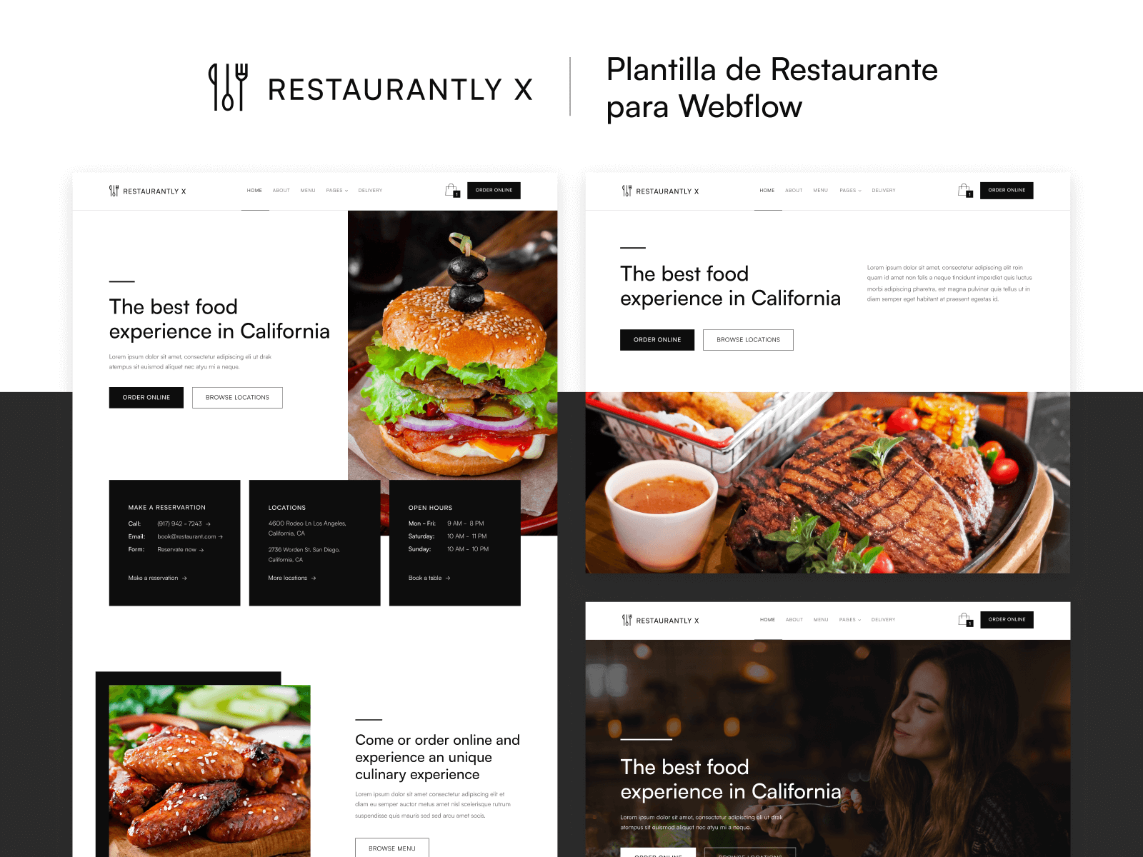 Plantilla de Restaurante para Webflow