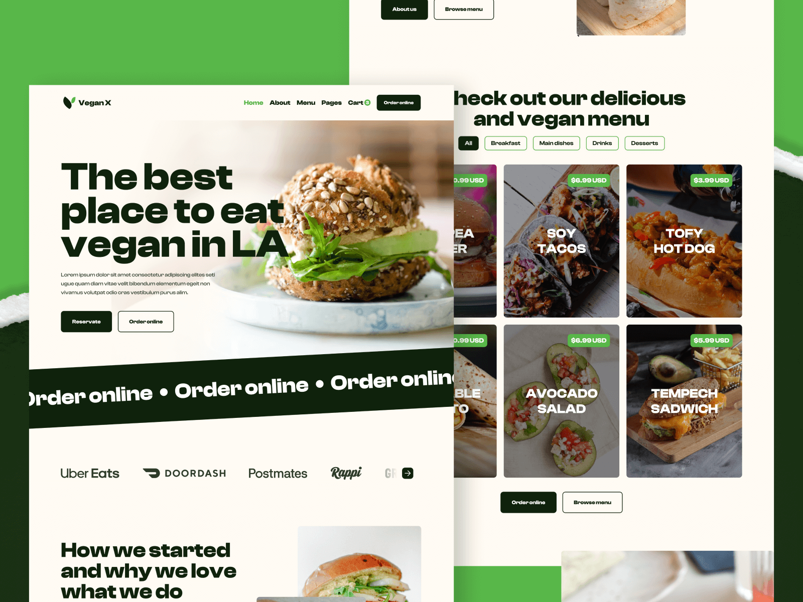 Template de Café Vegano para Webflow
