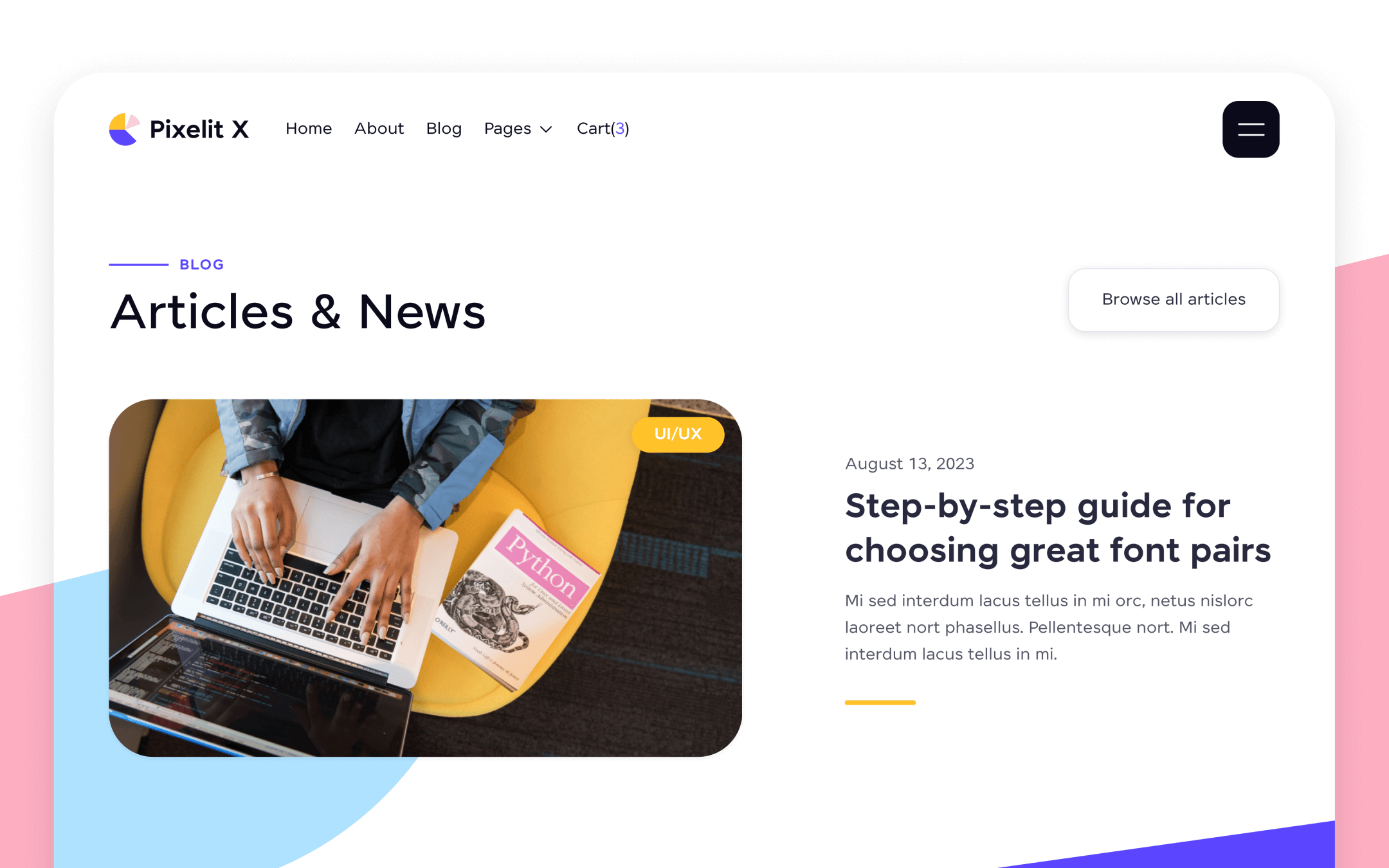 Pixelit X Template para Webflow