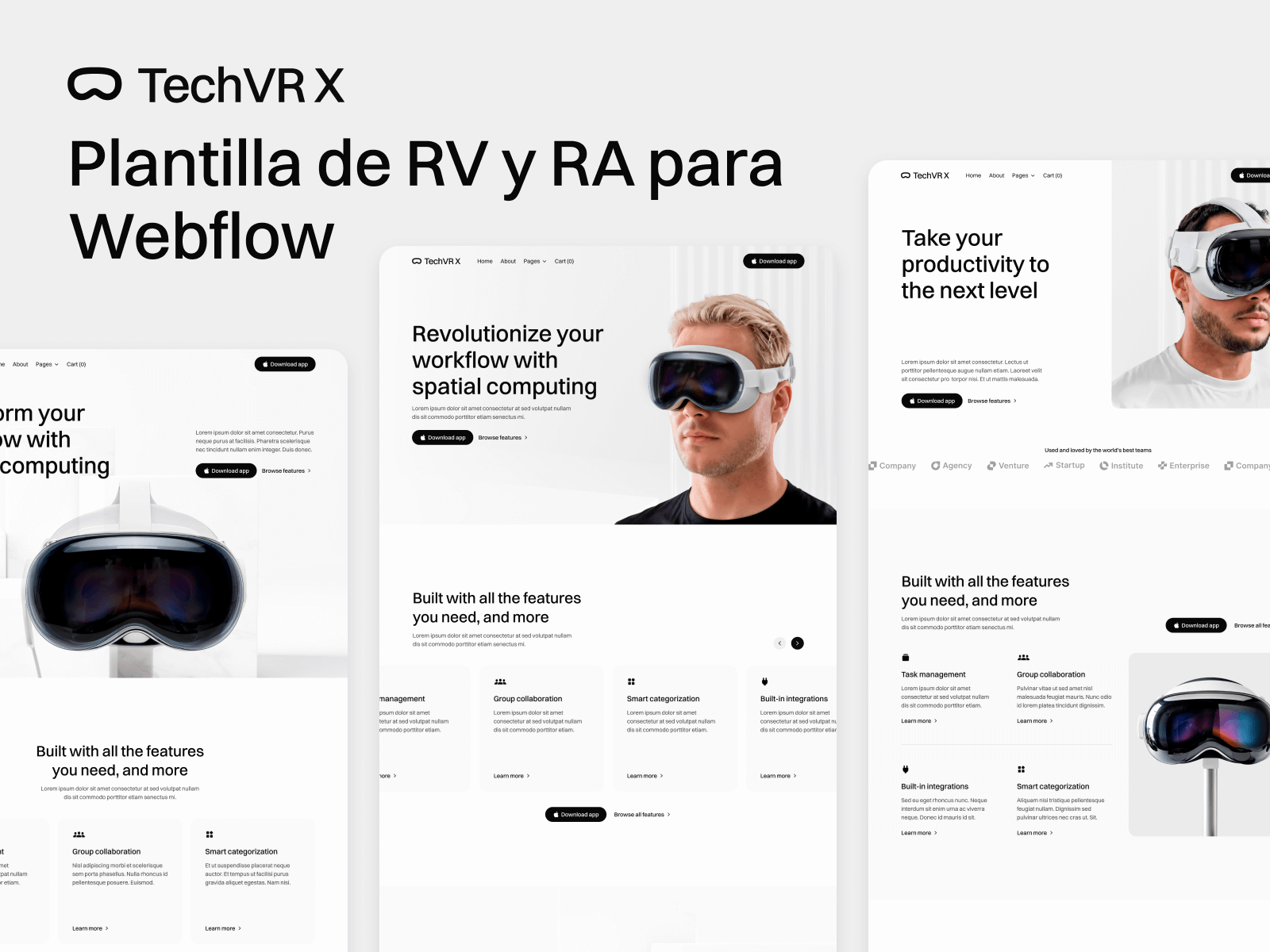 Plantilla de RV y RA para Webflow