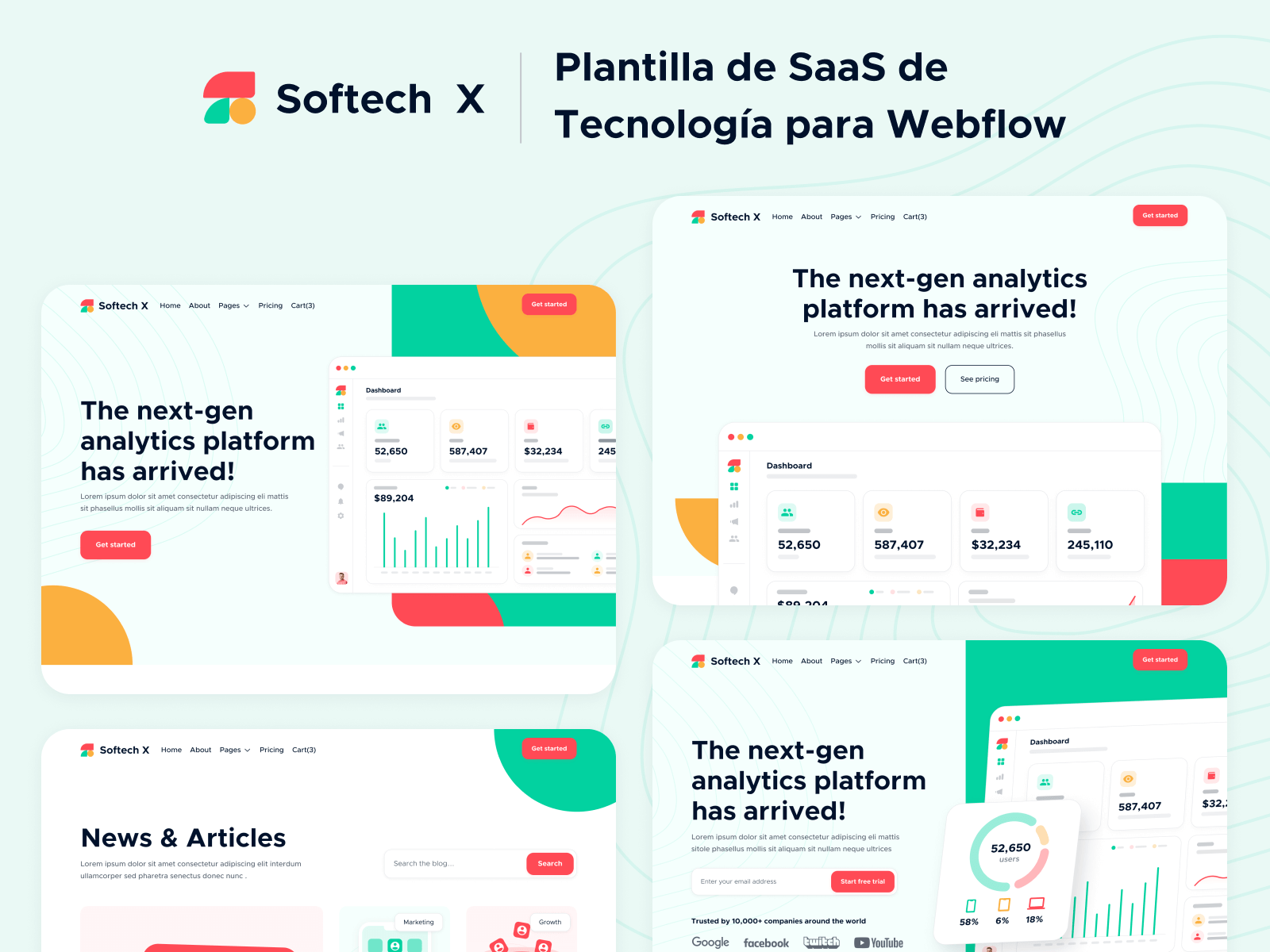 Plantilla de SaaS de Tecnología para Webflow