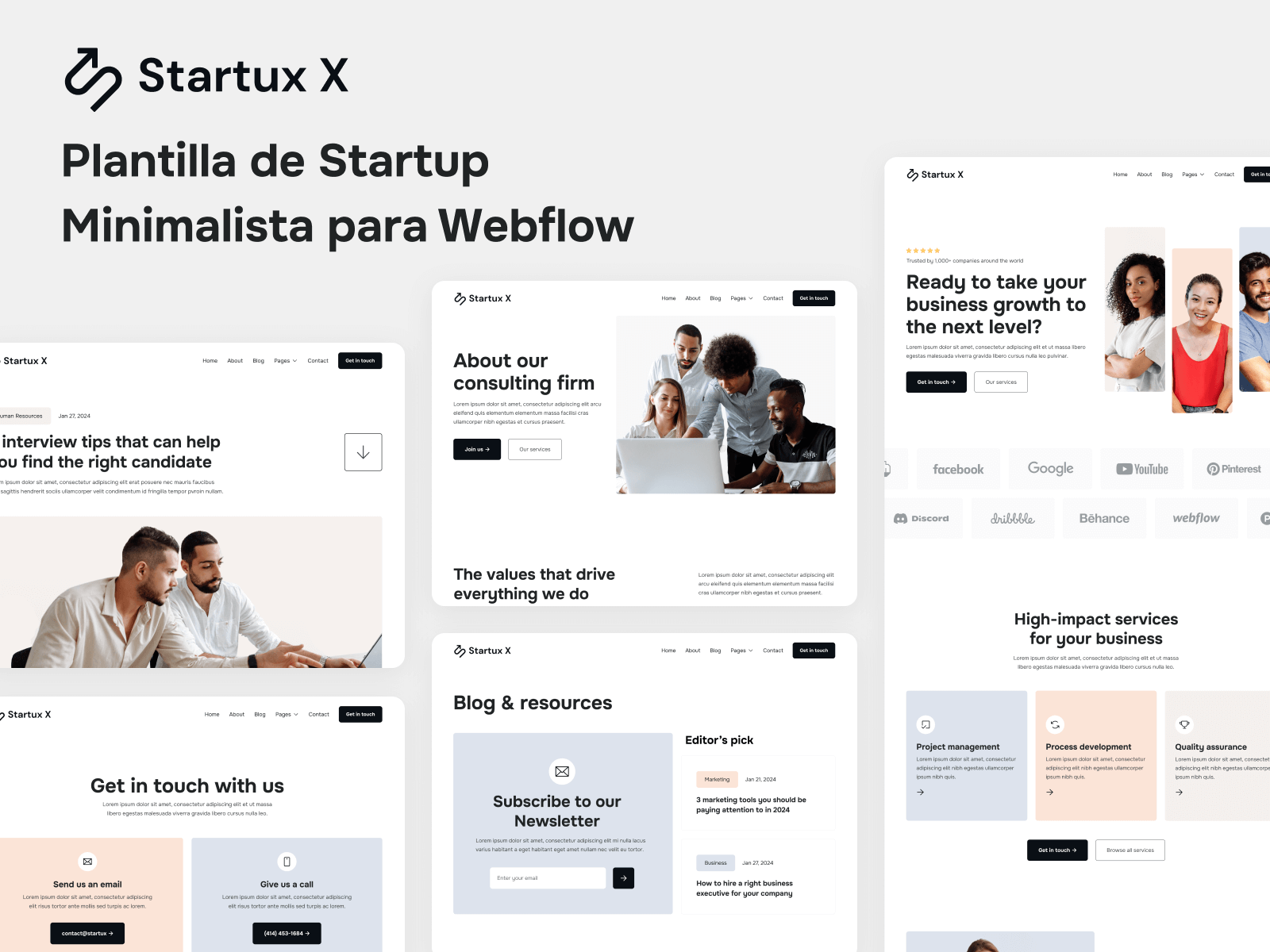 Plantilla de Startup Minimalista para Webflow