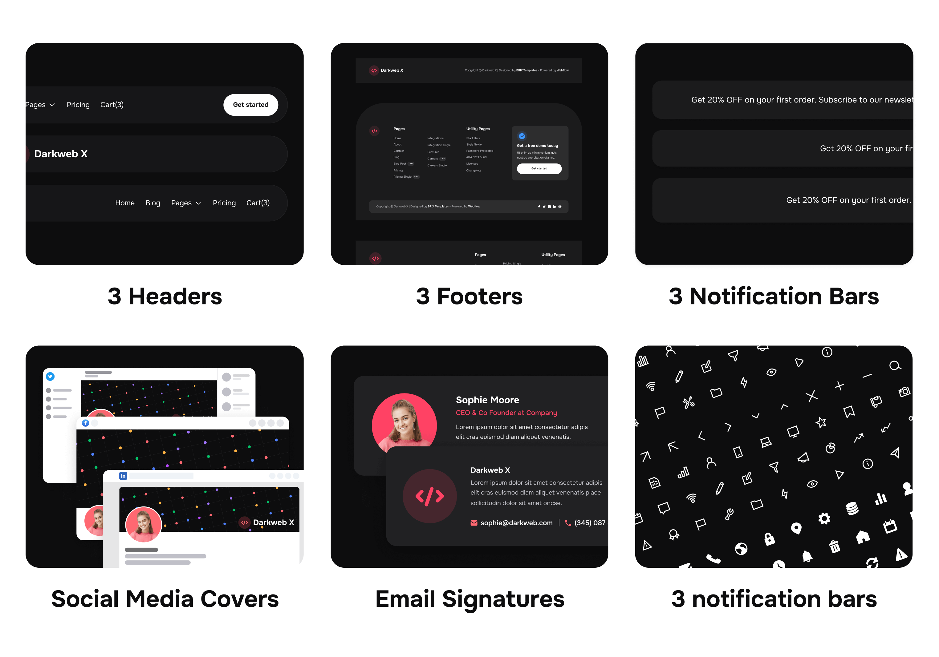 Darkweb X Dark Mode SaaS Webflow Template Benefits