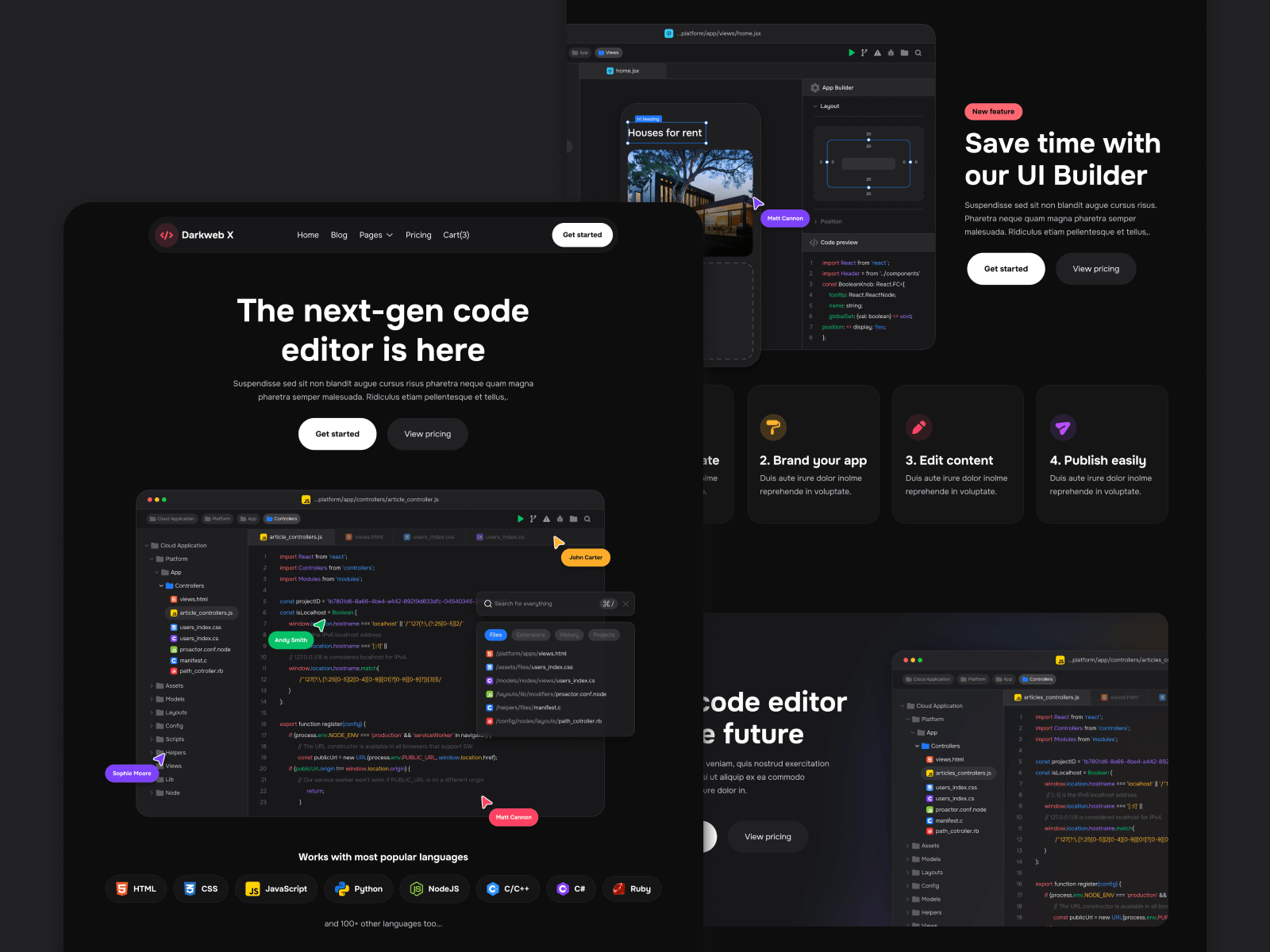 Template de Tech Modo Noche para Webflow