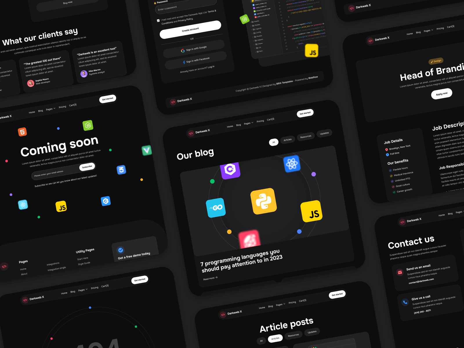 Plantilla para Webflow de SaaS Modo Oscuro