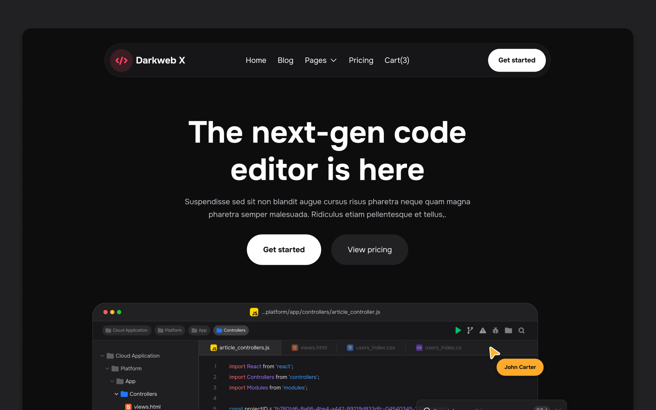 Plantilla de SaaS Modo Oscuro para Webflow