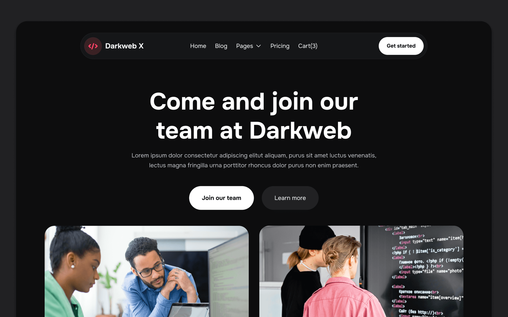 Darkweb X Template para Webflow