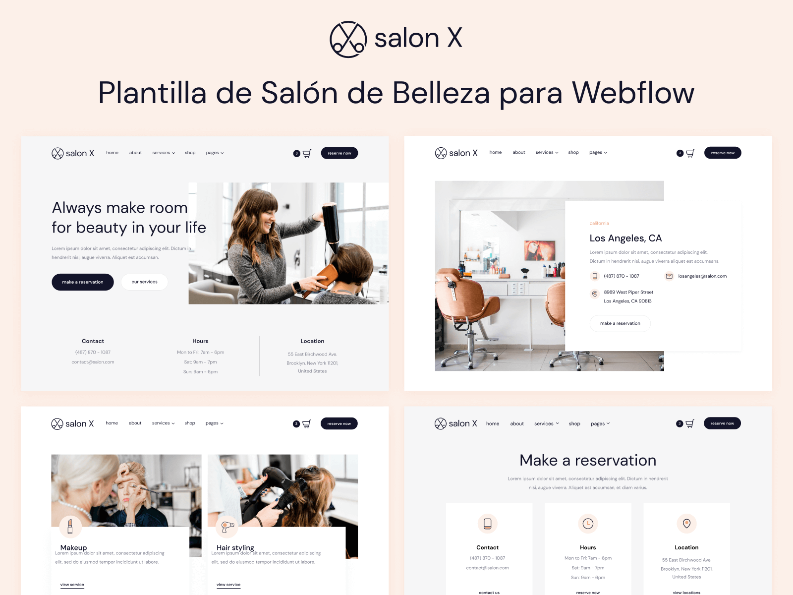 Plantilla de Salón de Belleza para Webflow