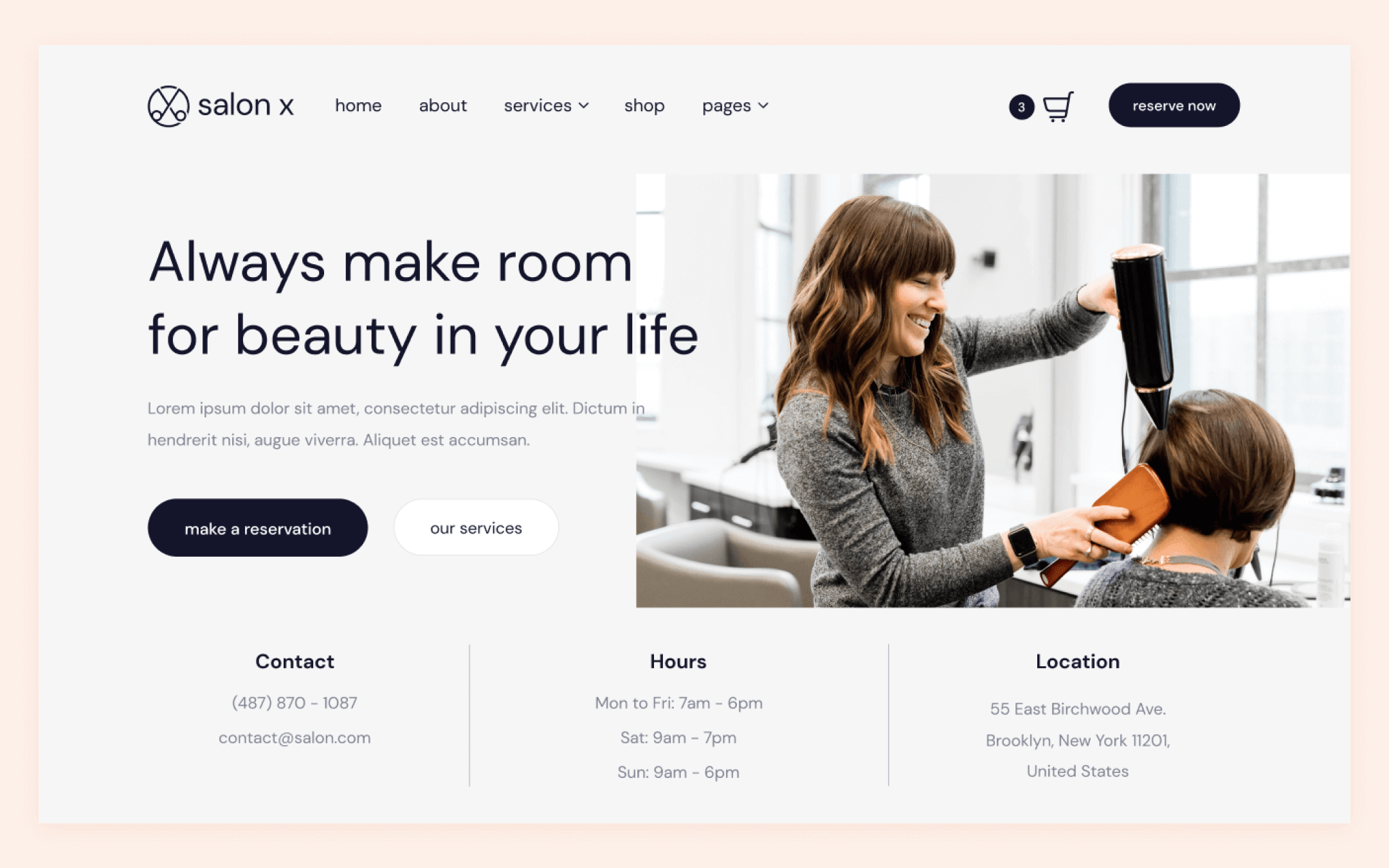 Plantilla de Salón de Belleza para Webflow