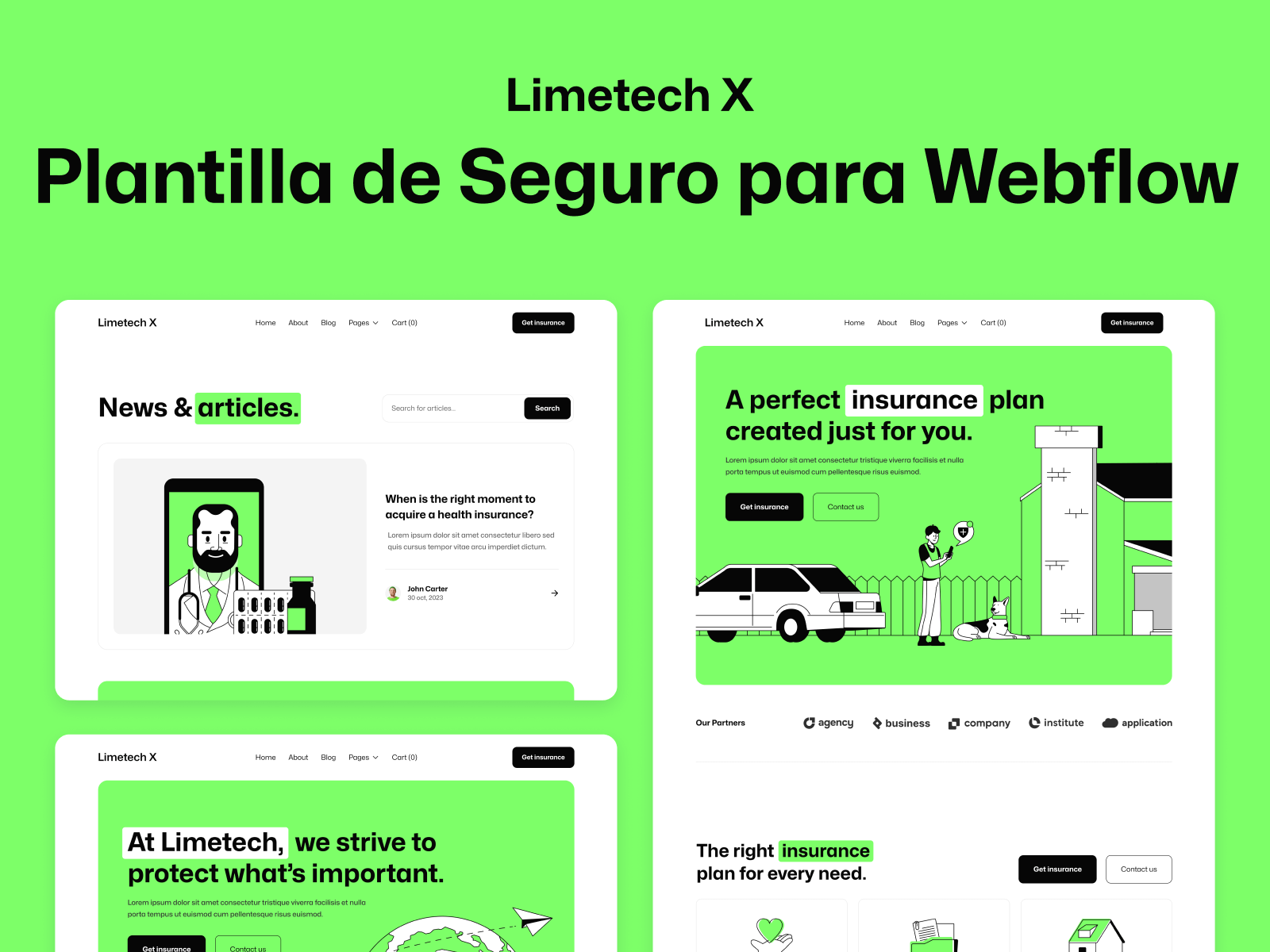 Plantilla de Seguro para Webflow