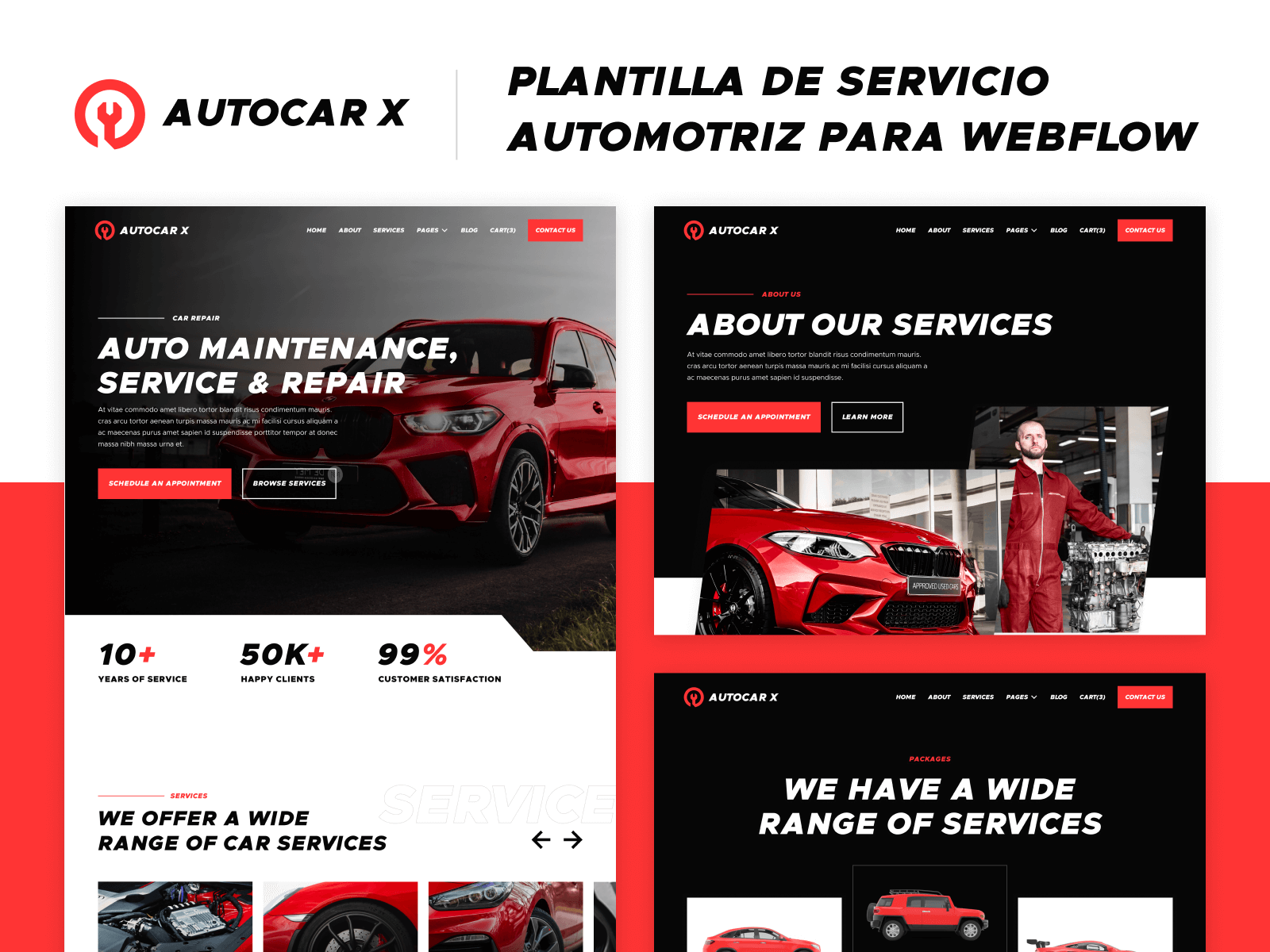 Plantilla de Servicio Automotriz para Webflow