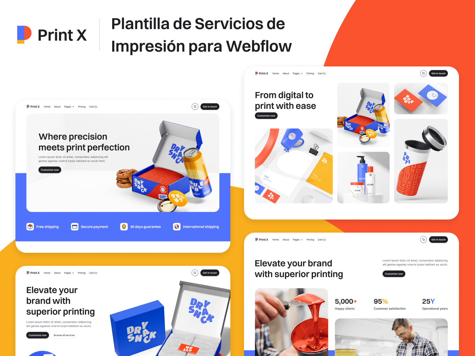 Plantilla de Servicios de Impresión para Webflow