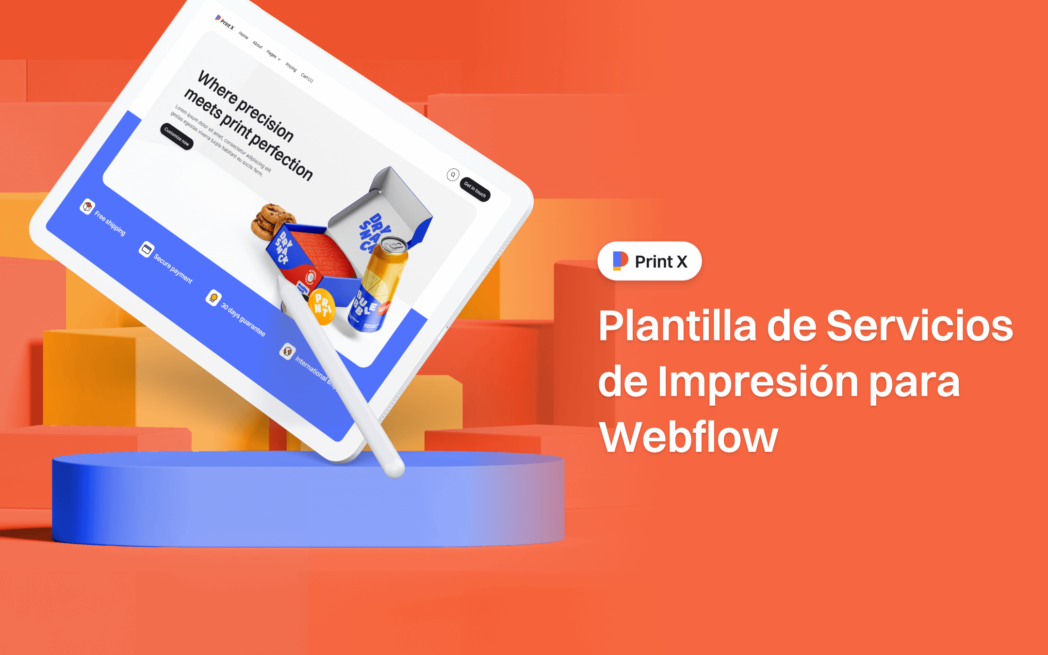 Plantilla de Servicio de Impresión para Webflow